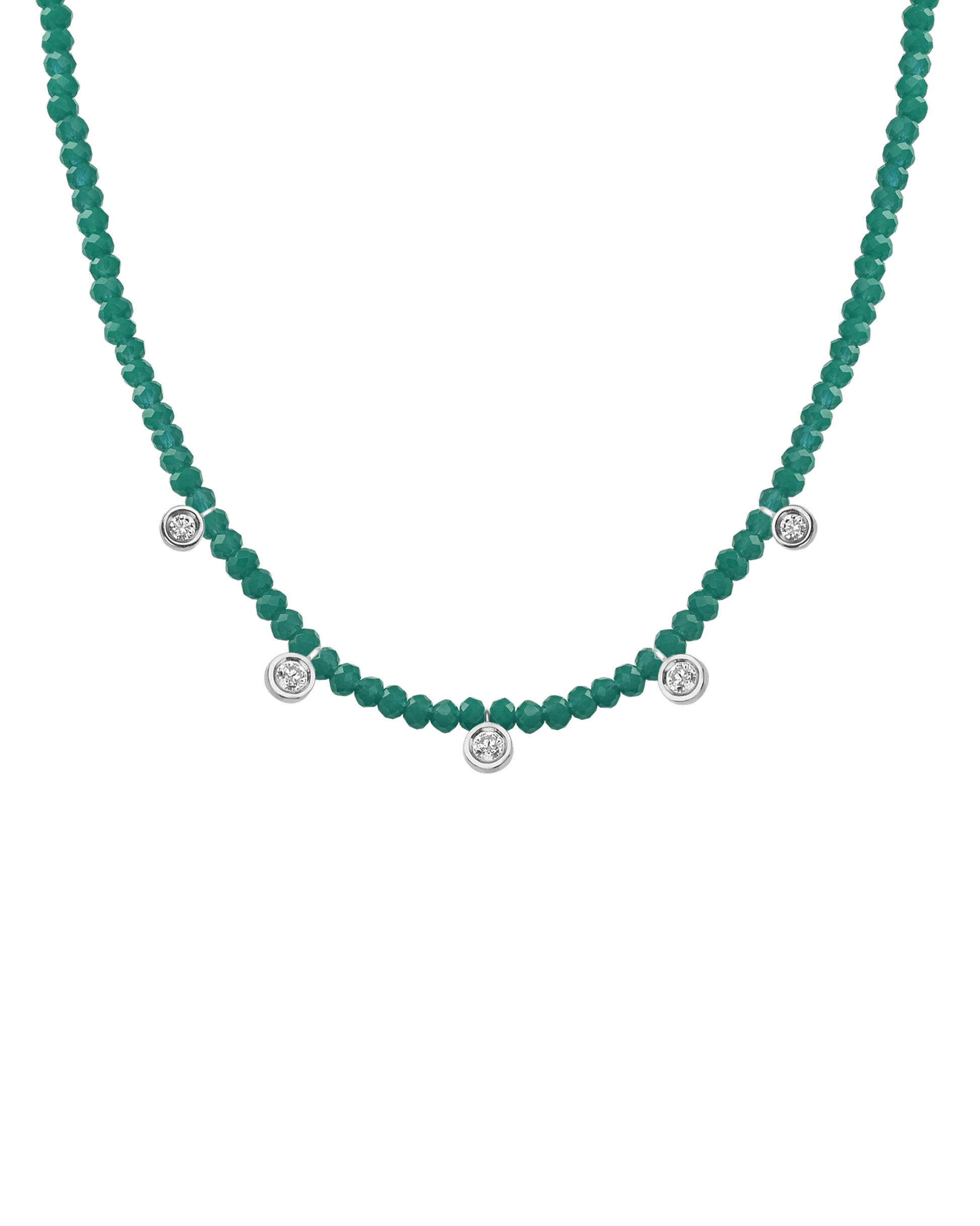 Black Spinel Gemstone & Five diamonds Necklace - 14K Rose Gold Necklaces magal-dev