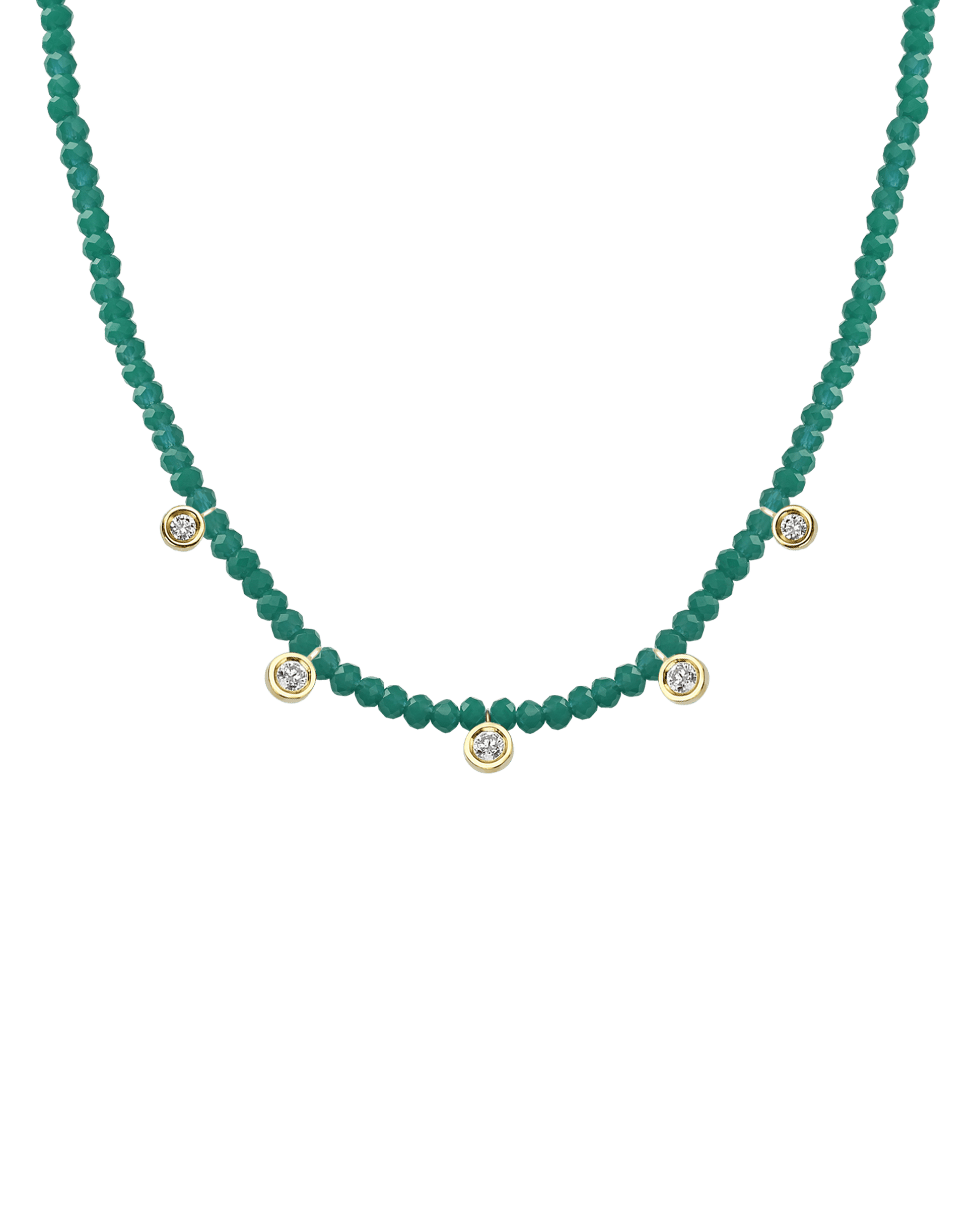 Purple Amethyst Gemstone & Five diamonds Necklace - 14K Yellow Gold Necklaces magal-dev Natural Emerald 14" - Collar