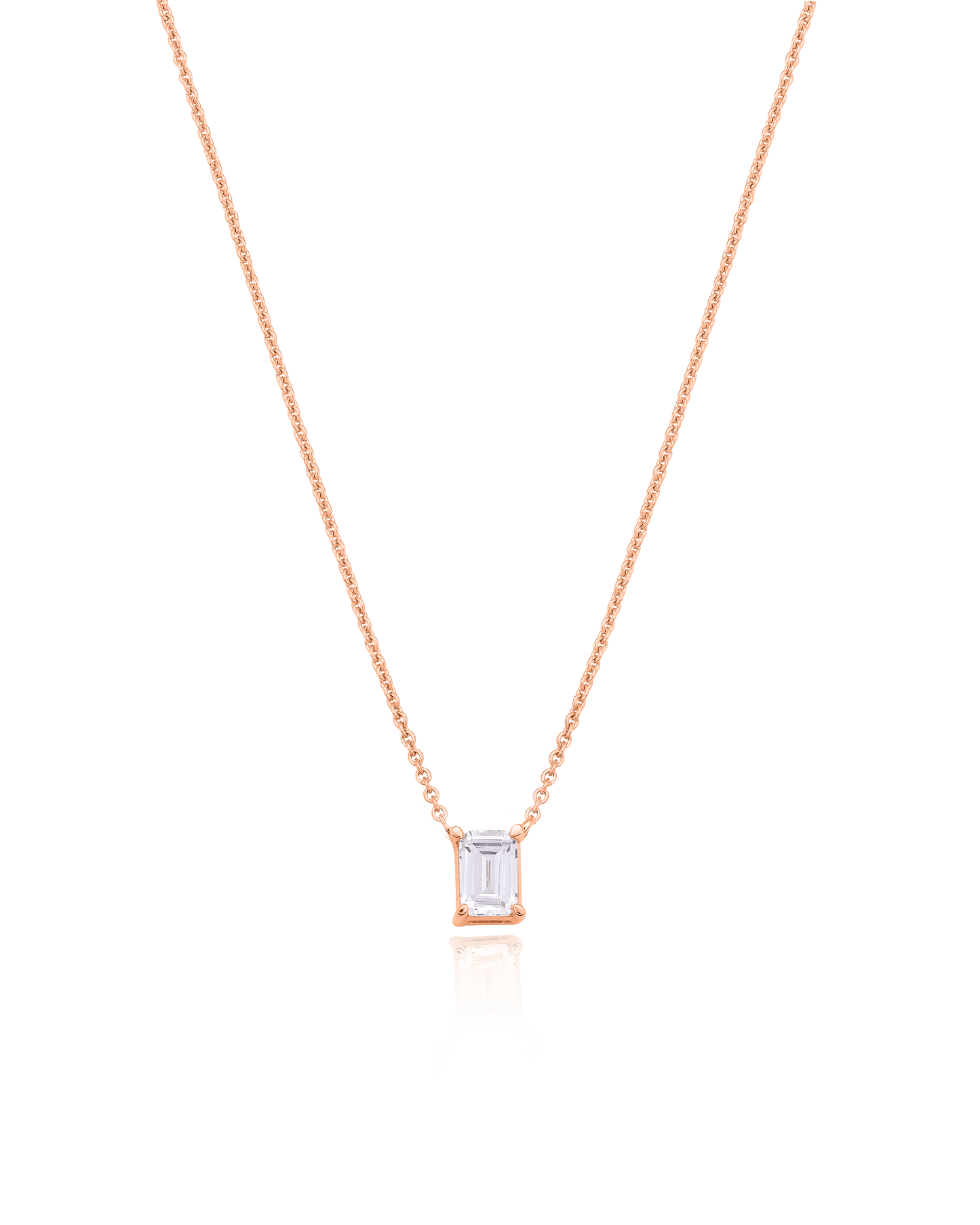 Emerald Solitaire Diamond Necklace - 14K Yellow Gold Necklaces magal-dev