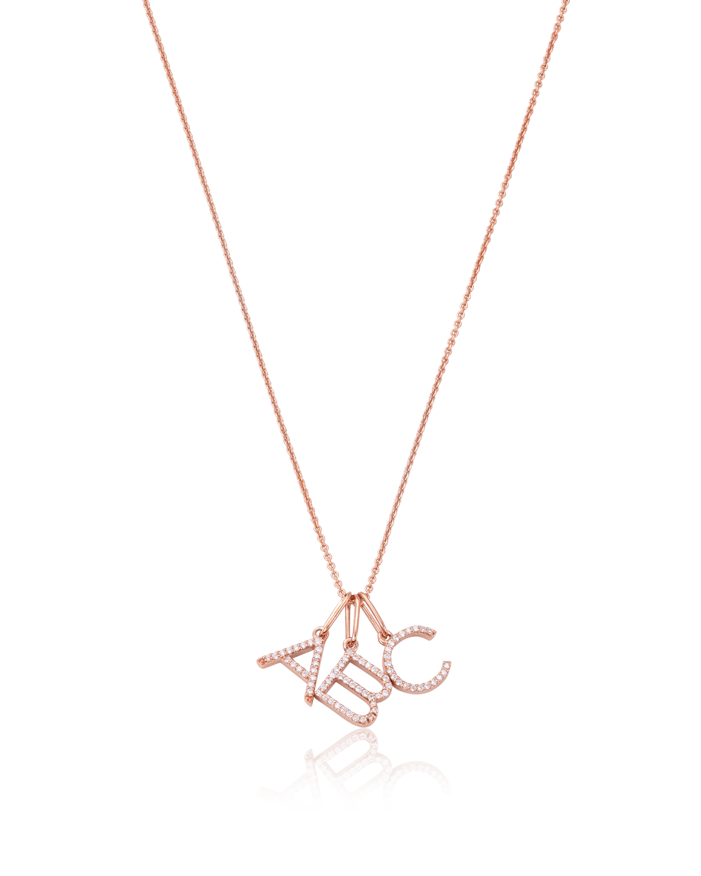 Frosted Initial Necklace - 14K Rose Gold Necklaces magal-dev 1 Initial 16”+2” extender