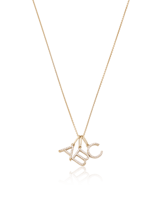 Frosted Initial Necklace - 18K Gold Vermeil Necklaces magal-dev 1 Initial 16”+2” extender