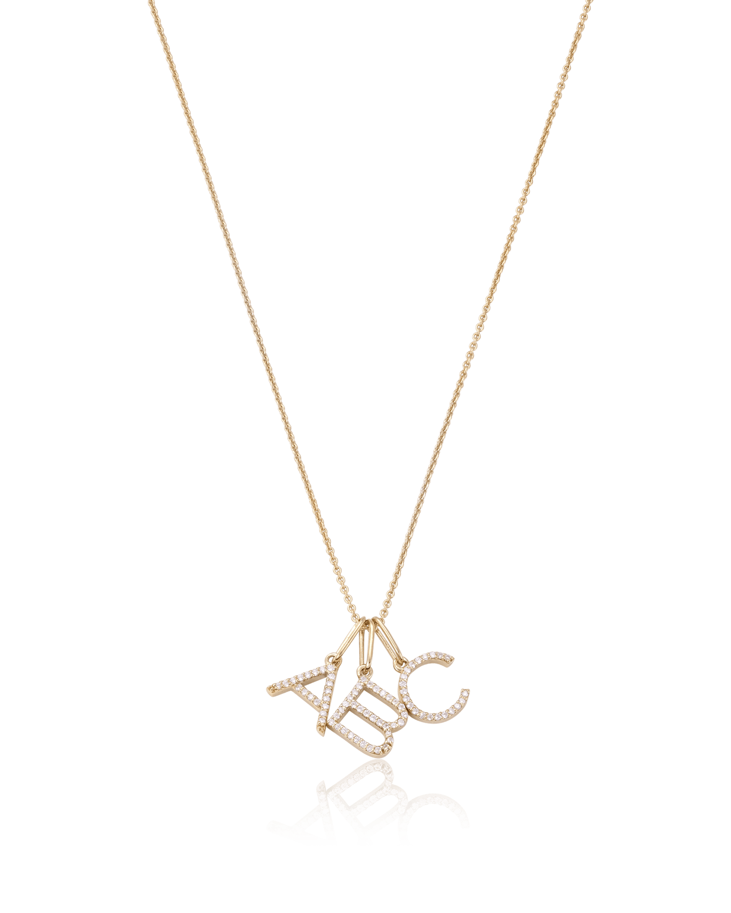 Frosted Initial Necklace - 14K Yellow Gold Necklaces magal-dev 1 Initial 16”+2” extender
