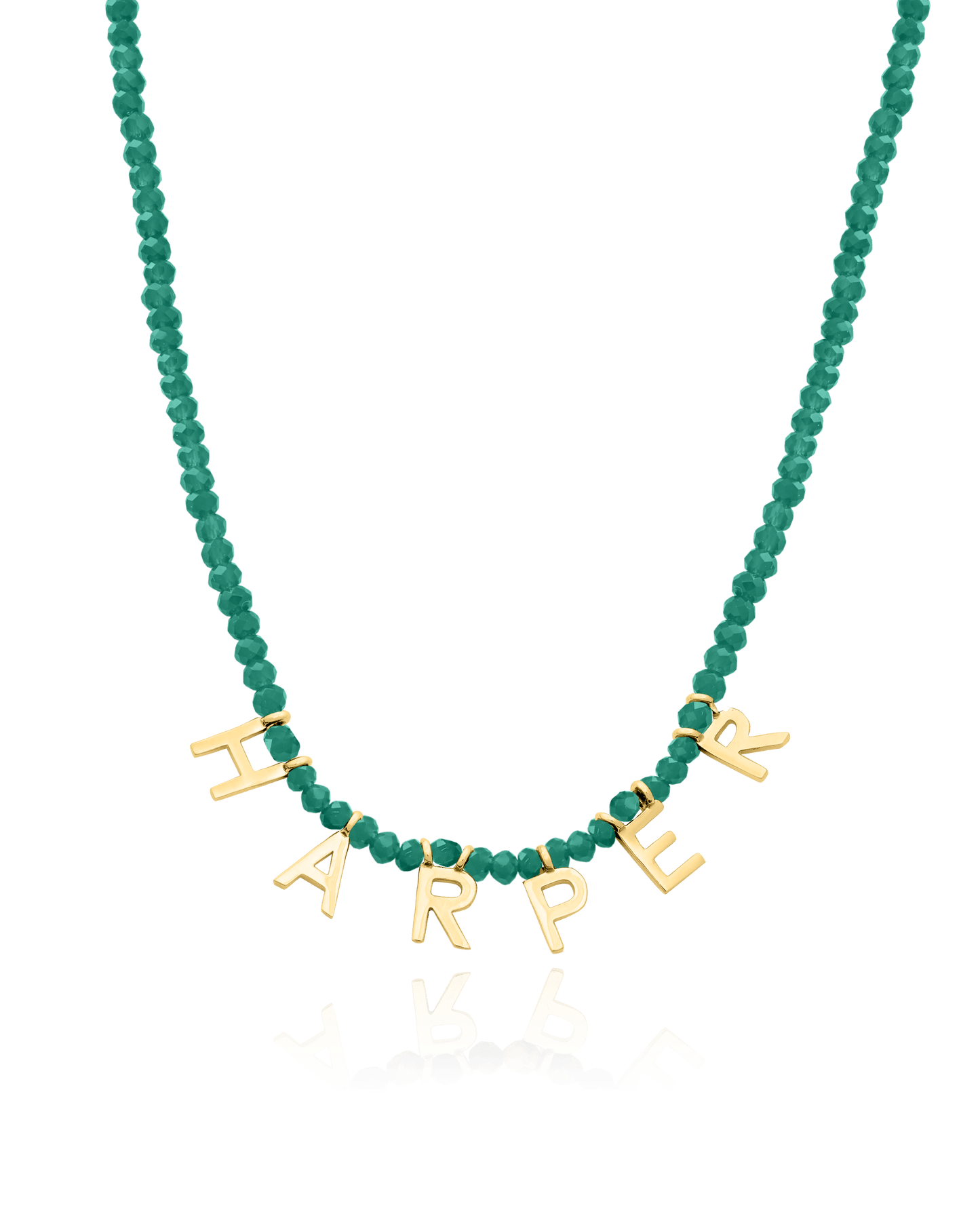 Gemstone & Initial Necklace - 18K Gold Vermeil Necklaces magal-dev Natural Emerald 14"