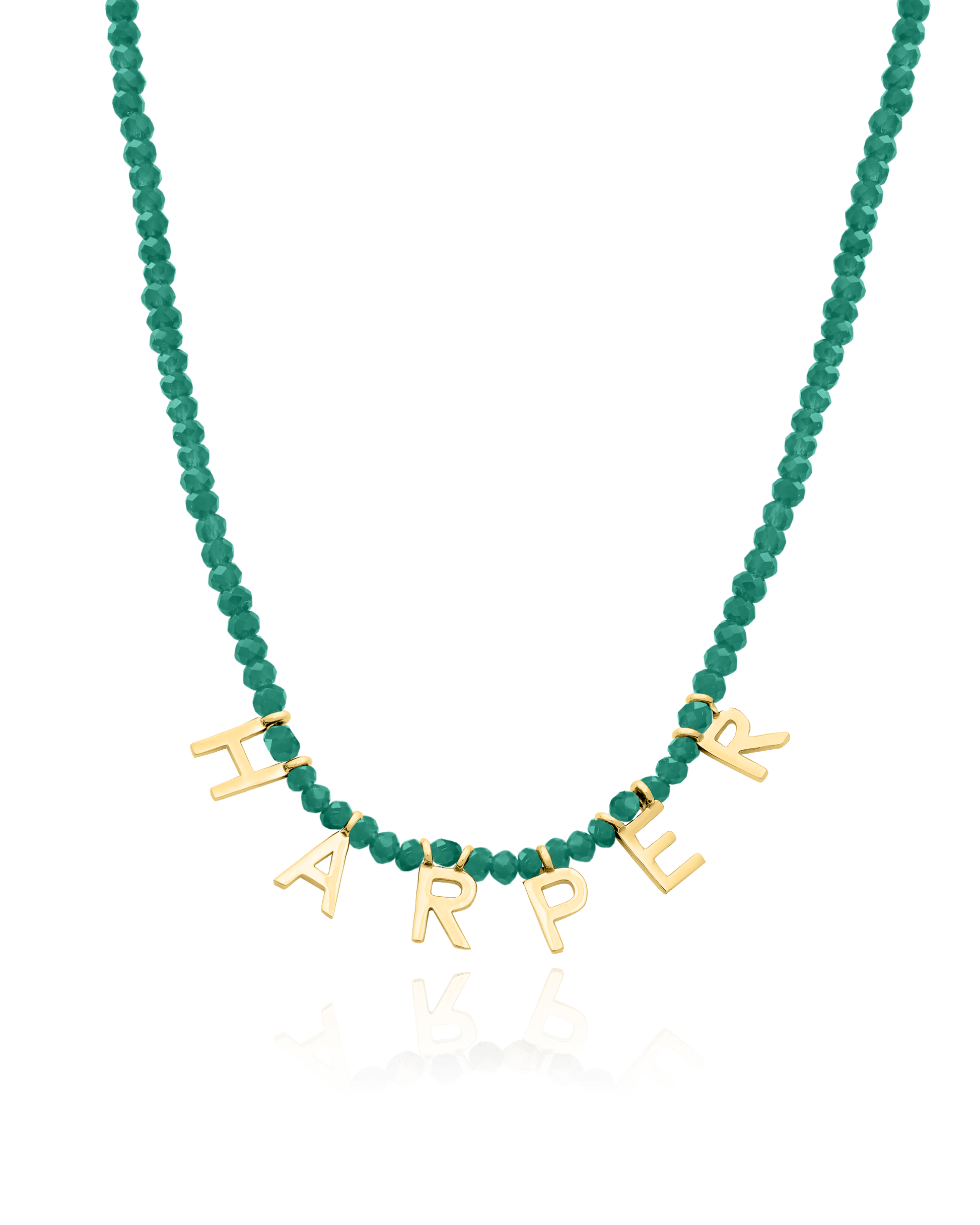 Gemstone & Initial Necklace - 18K Gold Vermeil Necklaces magal-dev Natural Emerald 14"