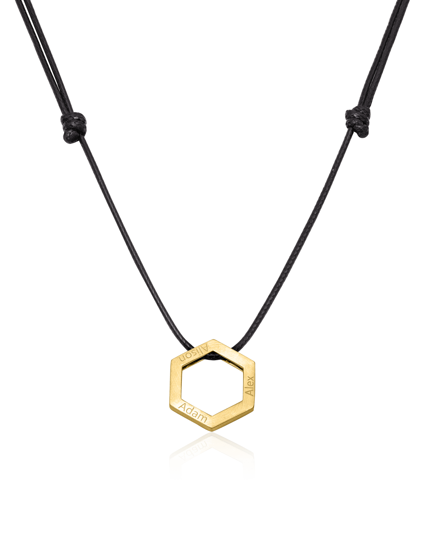 Honeycomb Necklace - 18K Gold Vermeil Necklaces magal-dev Black 1 Name Adjustable Cord Chain 20"-24"