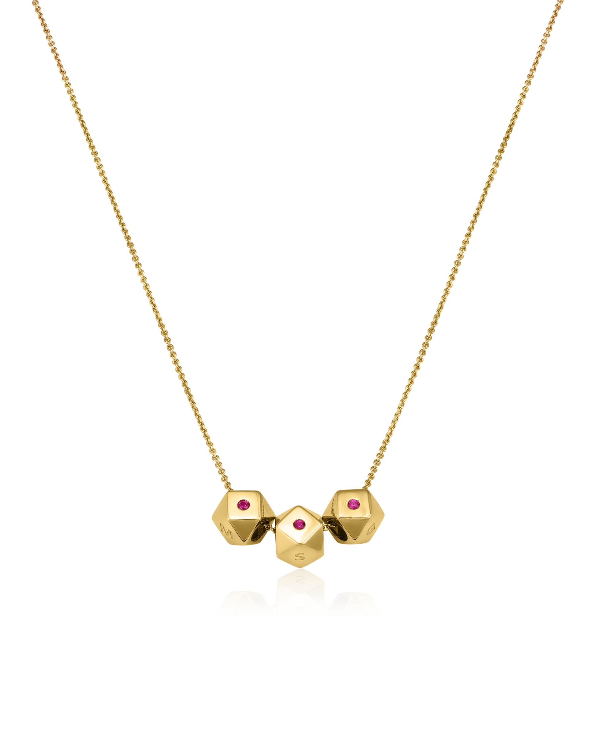 Hedra Necklace - 14K Yellow Gold Necklaces magal-dev 3 Charms 16”+2” extender