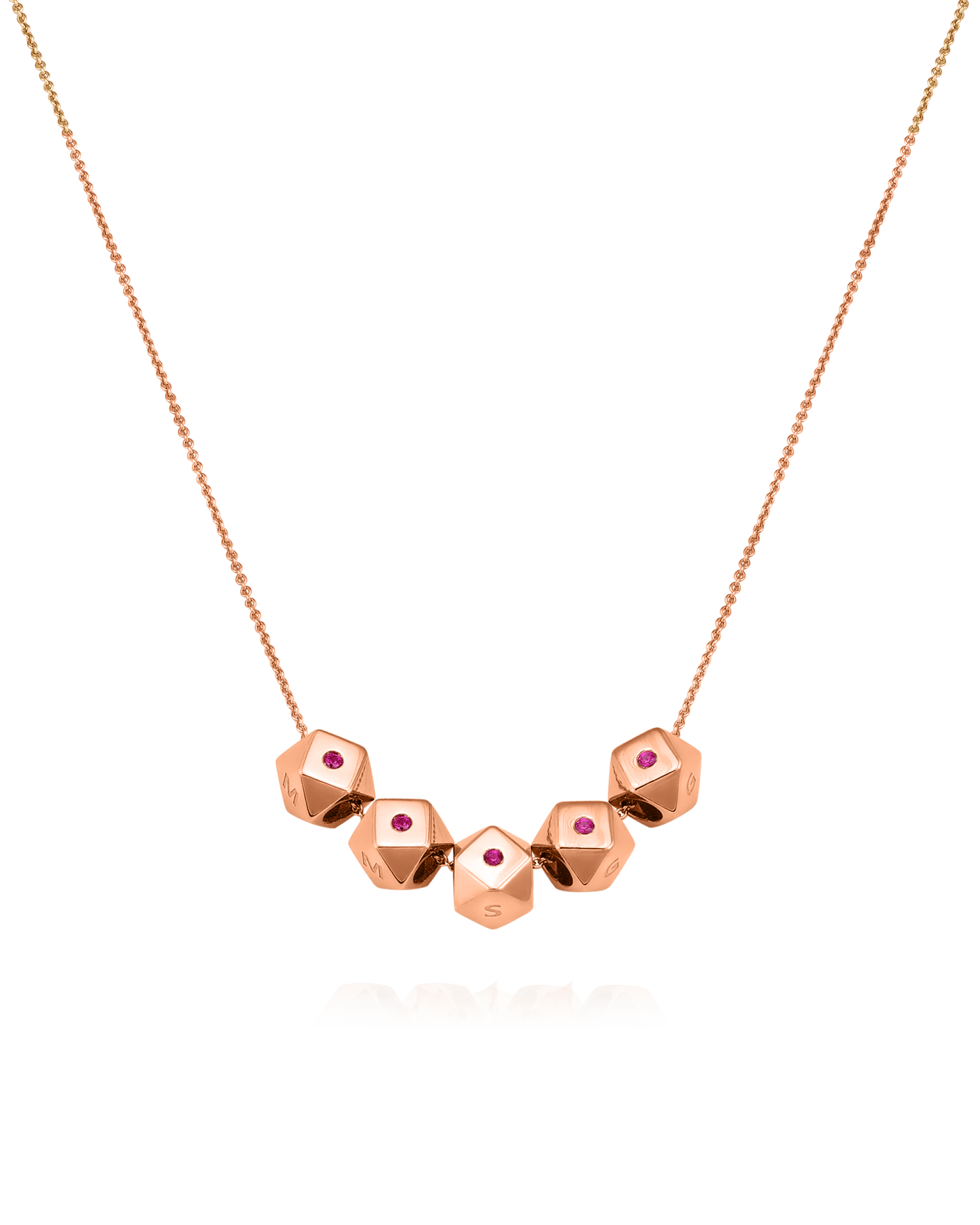 Hedra Necklace - 18K Rose Vermeil Necklaces magal-dev 5 Charms 16”+2” extender