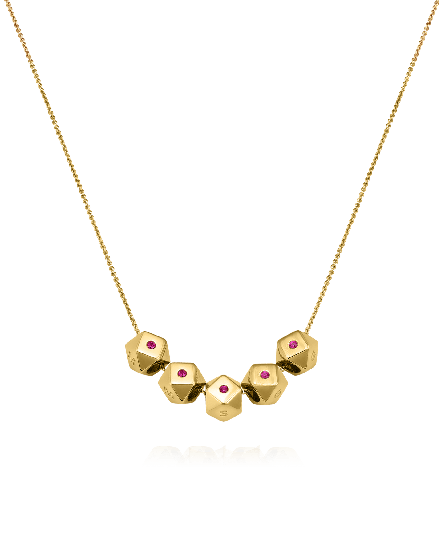 Hedra Necklace - 14K Yellow Gold Necklaces magal-dev 5 Charms 16”+2” extender