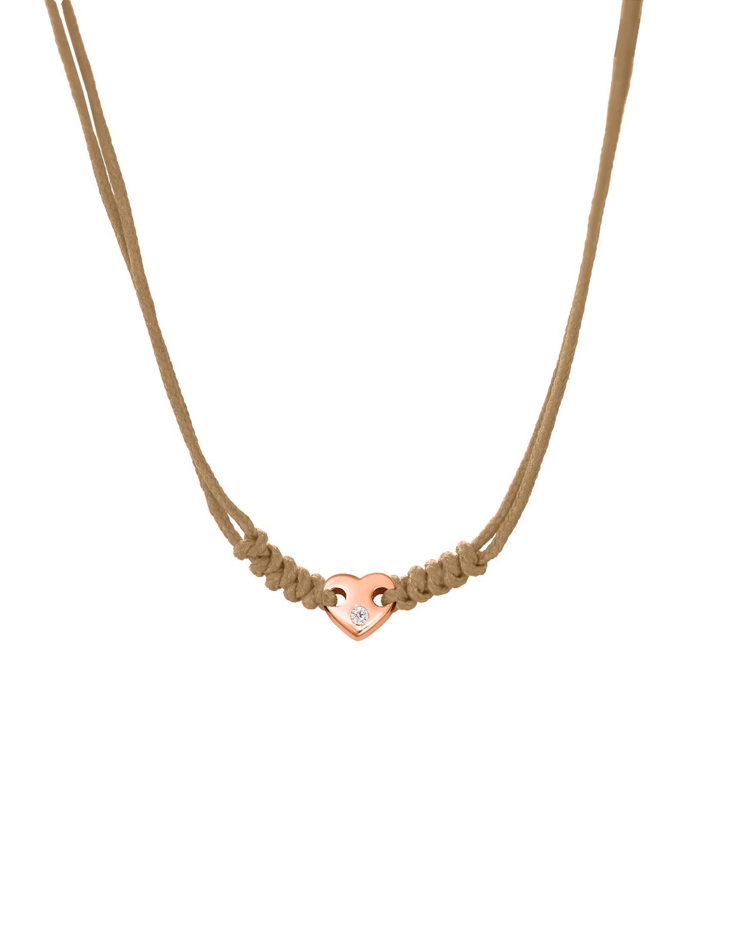 Heart of Gold String of Love Necklace - 14K Rose Gold Necklaces 14K Solid Gold Camel