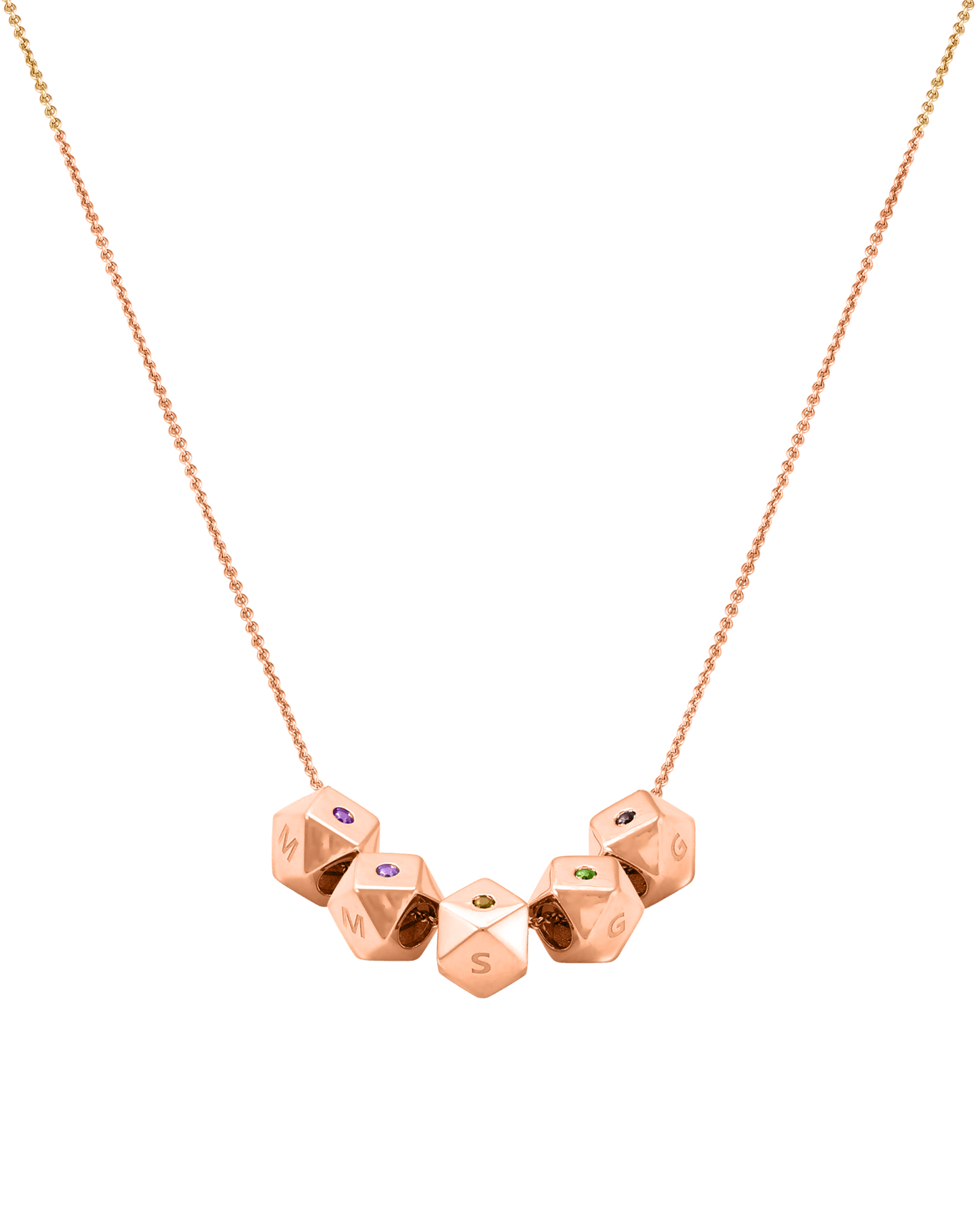 Hedra Birthstones Necklace - 18K Rose Vermeil Necklaces magal-dev 5 Charms 16”+2” extender