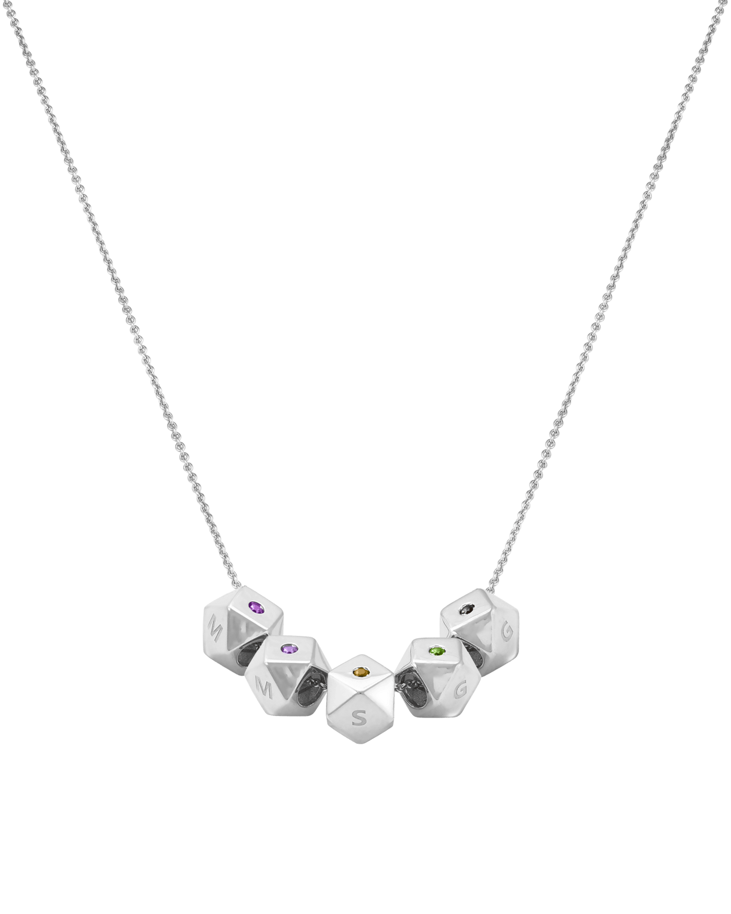 Hedra Birthstones Necklace - 925 Sterling Silver Necklaces magal-dev 5 Charms 16”+2” extender