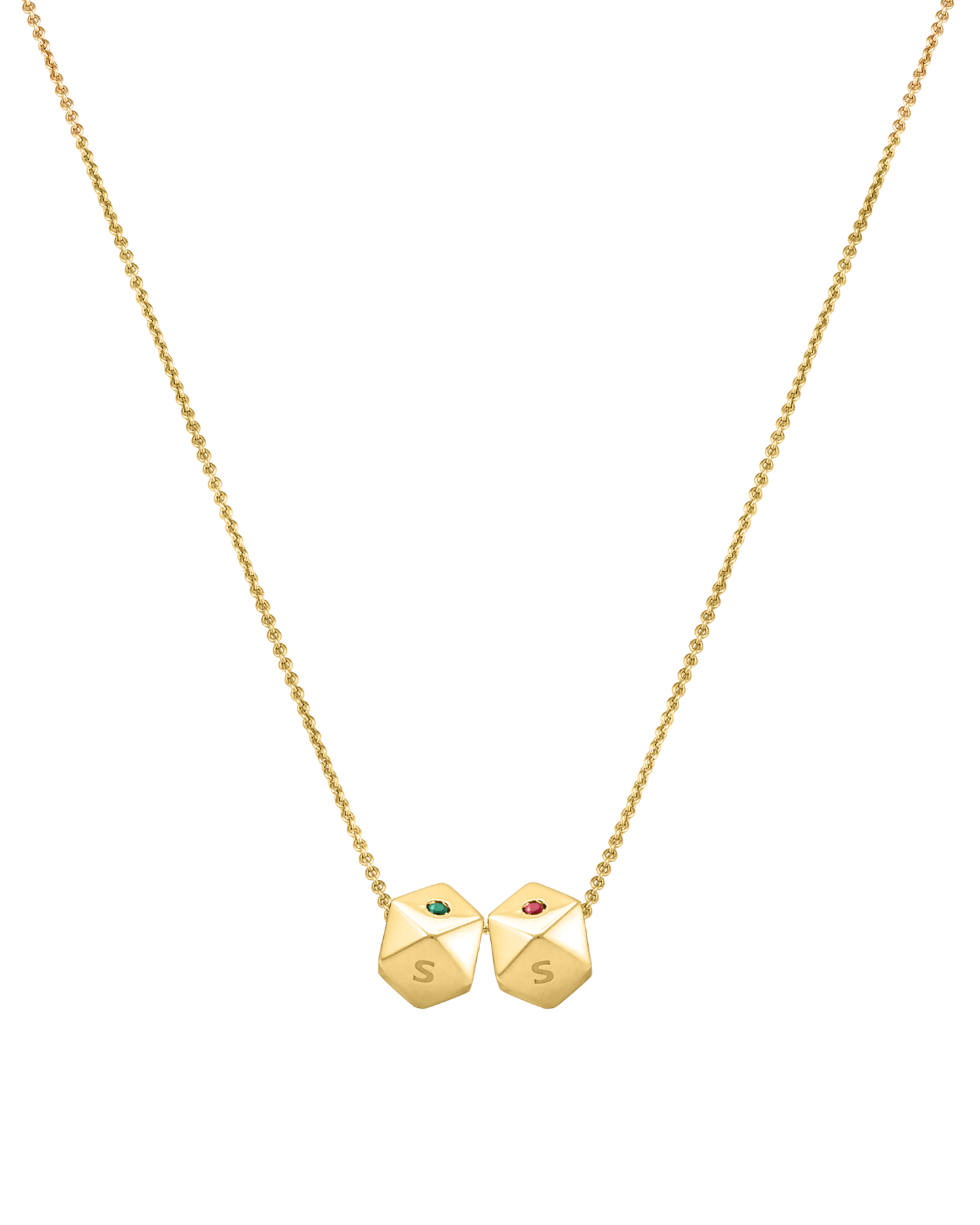 Hedra Birthstones Necklace - 18K Gold Vermeil Necklaces magal-dev 2 Charms 16”+2” extender