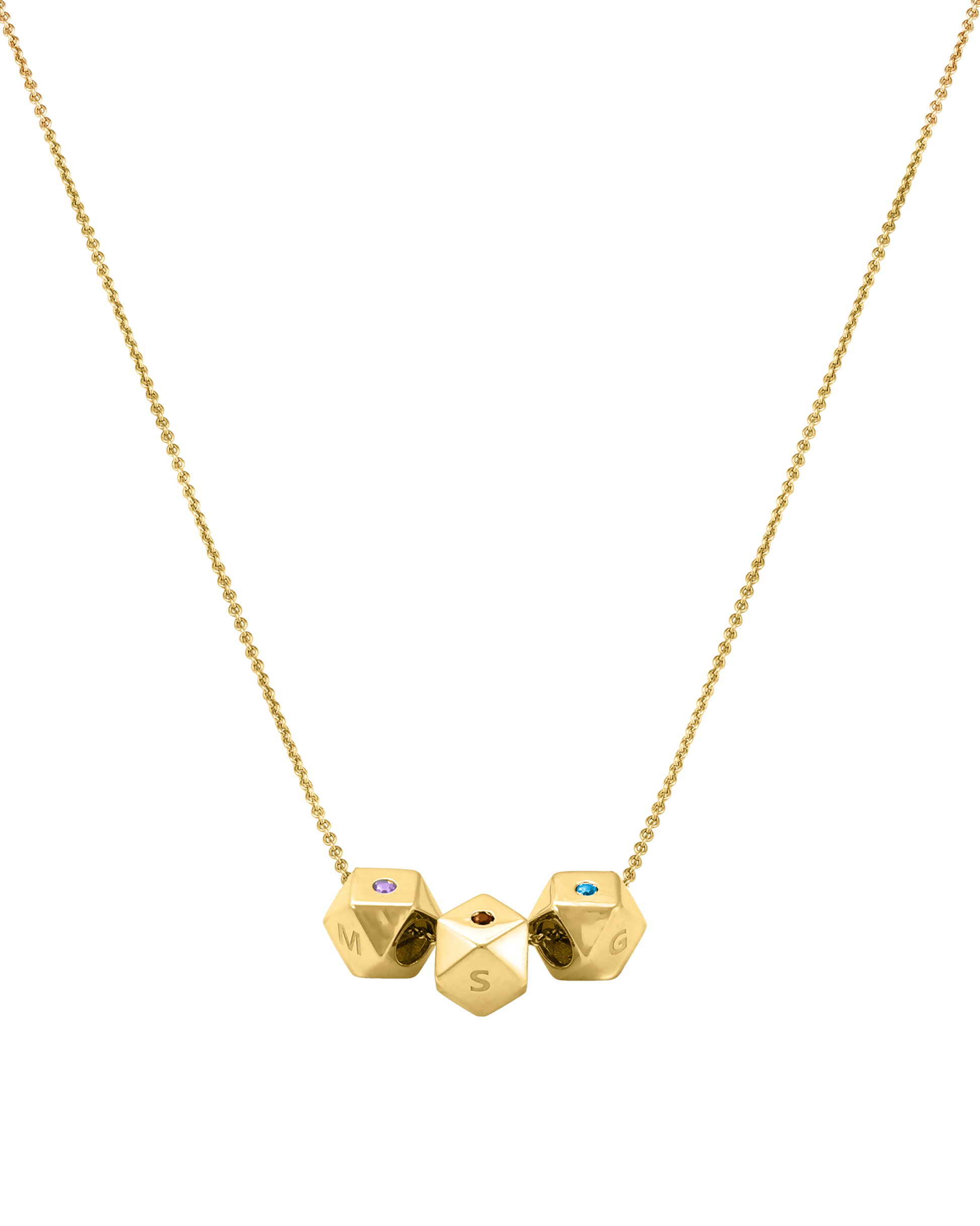Hedra Birthstones Necklace - 14K Yellow Gold Necklaces magal-dev 3 Charms 16”+2” extender
