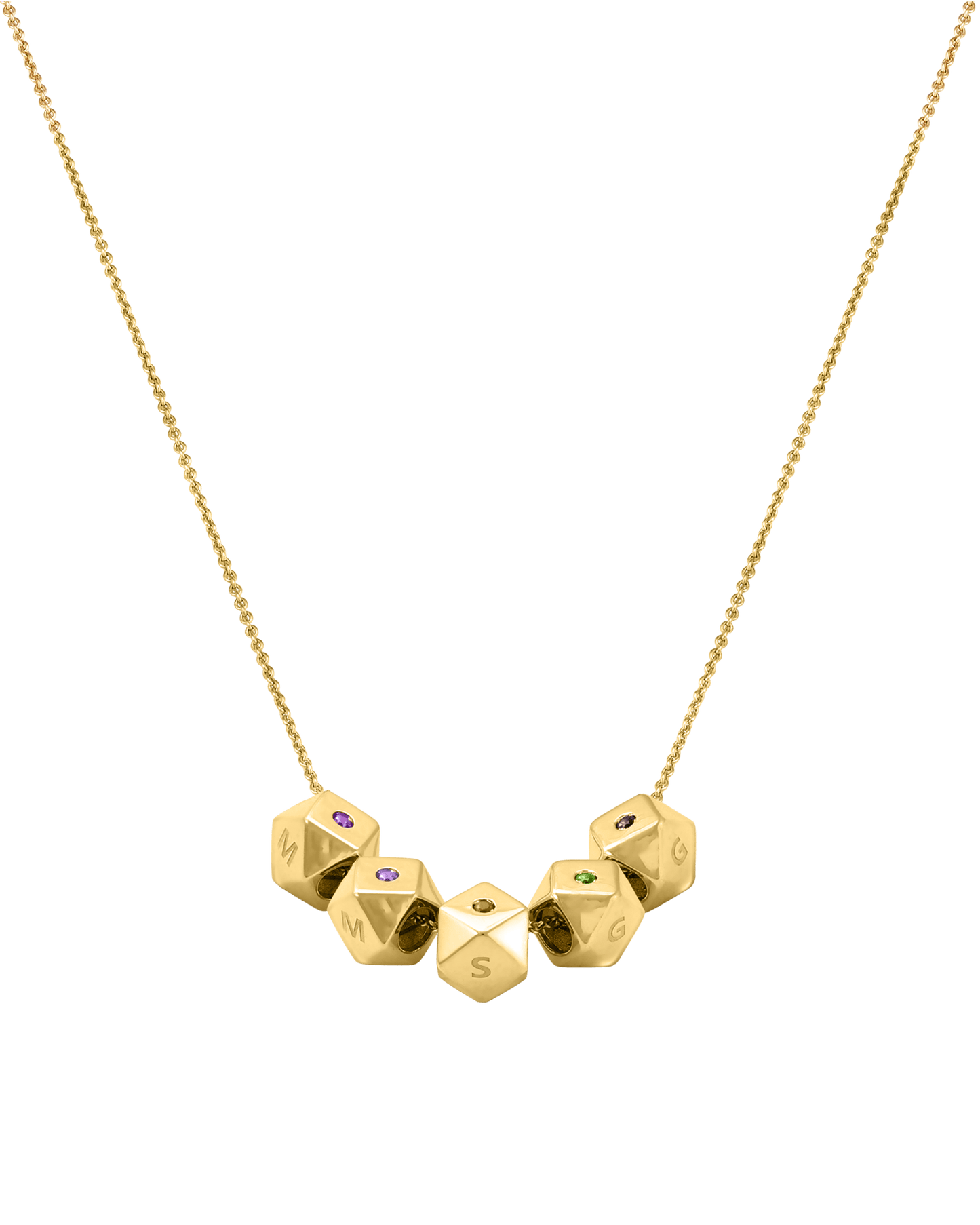 Hedra Birthstones Necklace - 18K Gold Vermeil Necklaces magal-dev 5 Charms 16”+2” extender