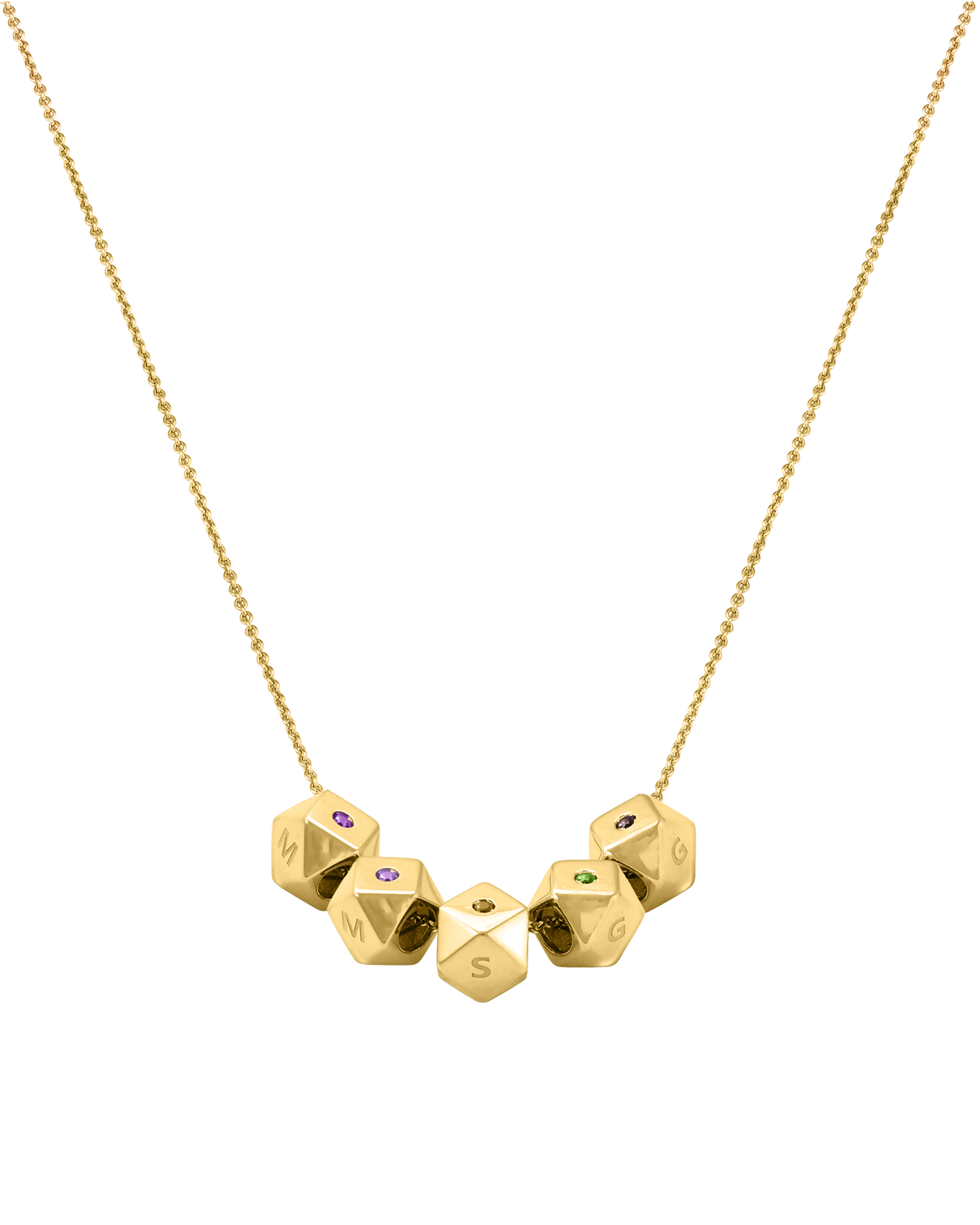Hedra Birthstones Necklace - 14K Yellow Gold Necklaces magal-dev 5 Charms 16”+2” extender