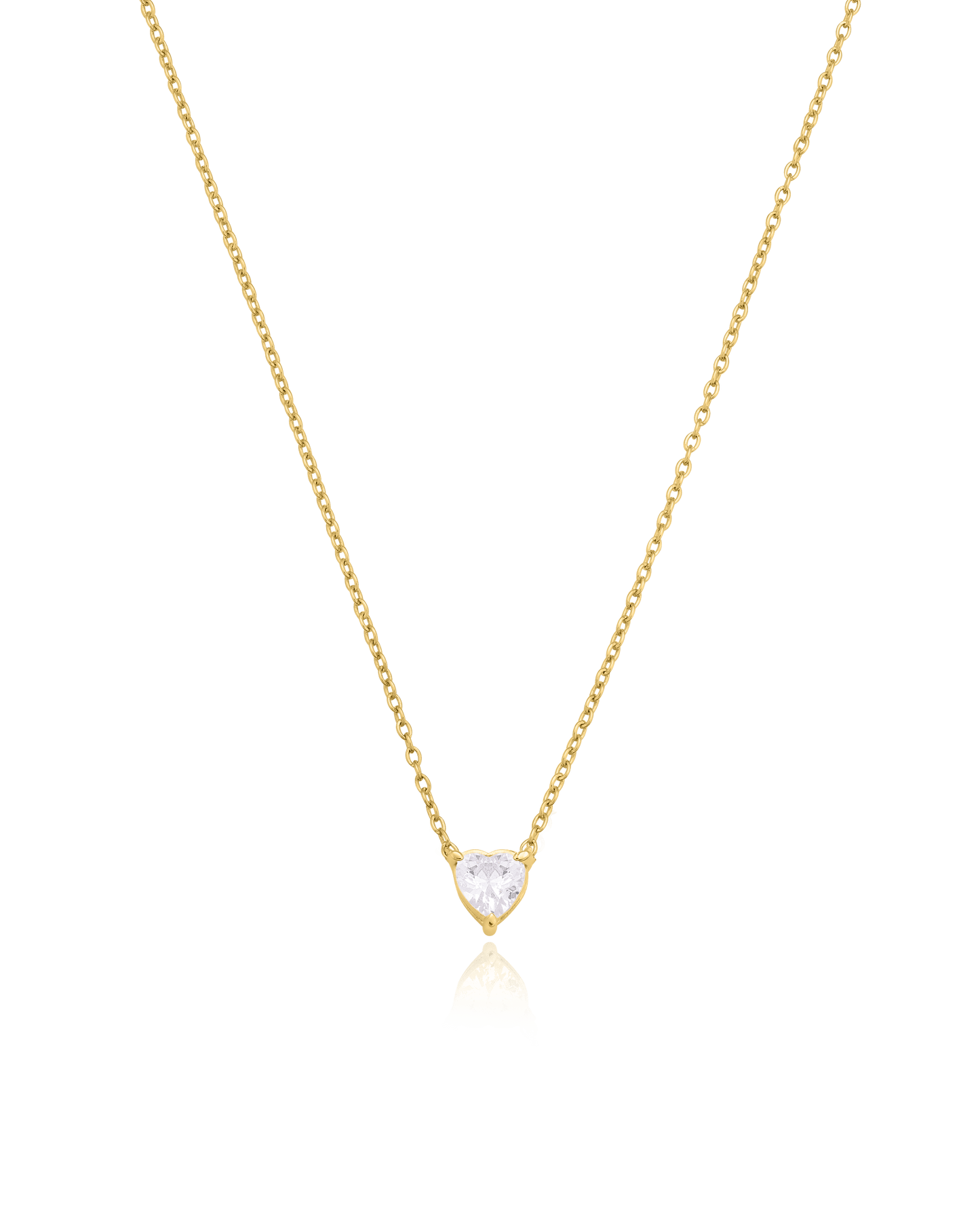 Heart Solitaire Diamond Necklace - 18K Gold Vermeil Necklaces magal-dev 0.10 CT 16”