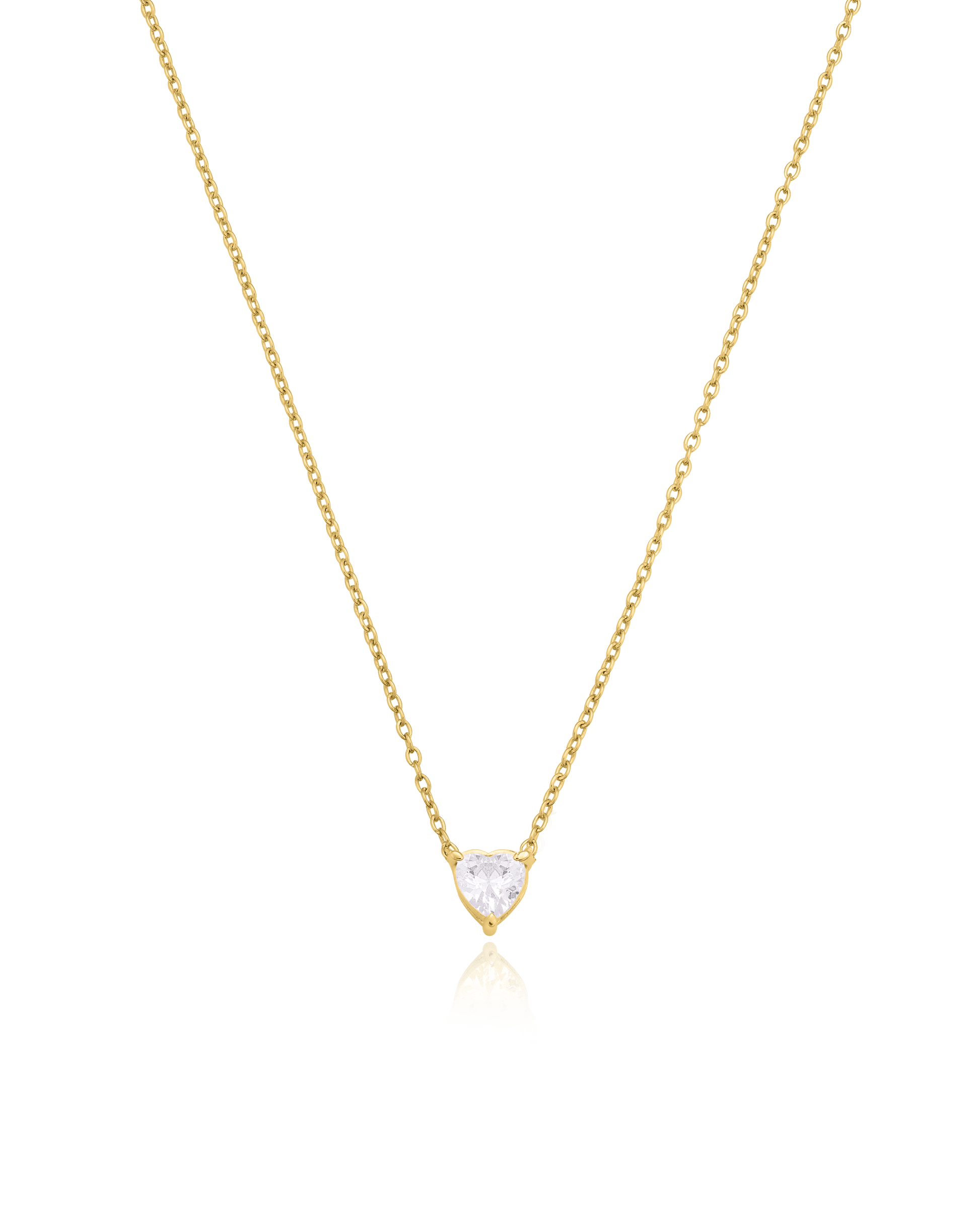 Heart Solitaire Diamond Necklace - 18K Gold Vermeil Necklaces magal-dev 0.10 CT 16”