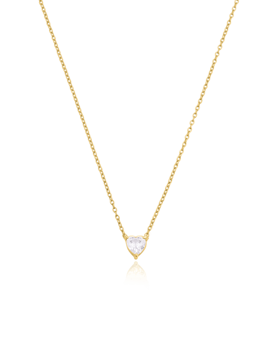 Heart Solitaire Diamond Necklace - 18K Gold Vermeil Necklaces magal-dev 0.10 CT 16”