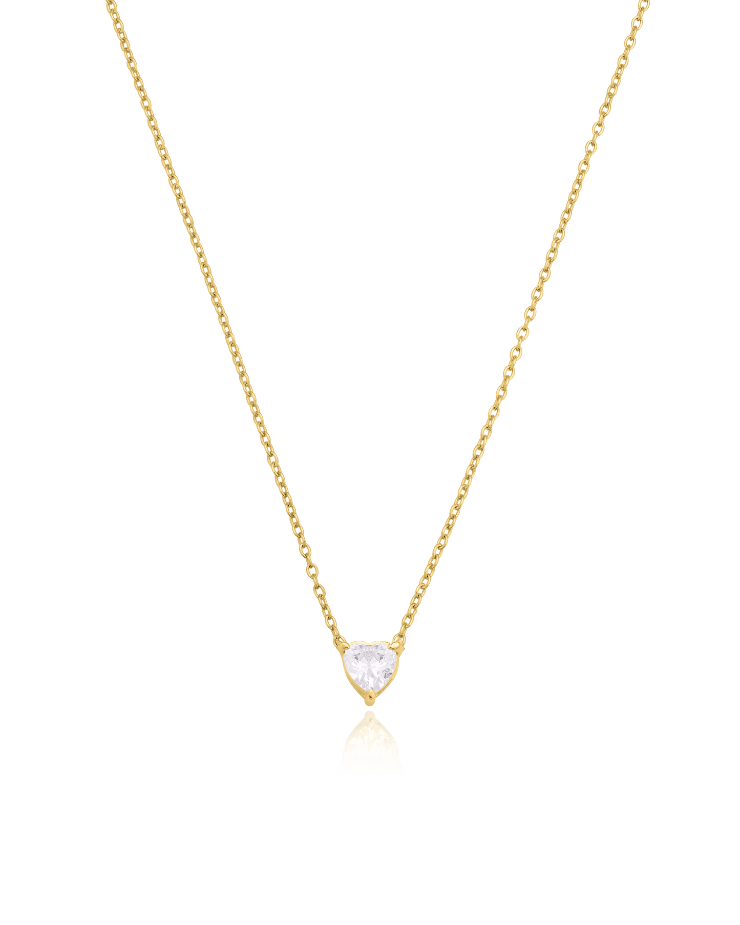 Heart Solitaire Diamond Necklace - 14K Yellow Gold Necklaces magal-dev 0.10 CT 16”