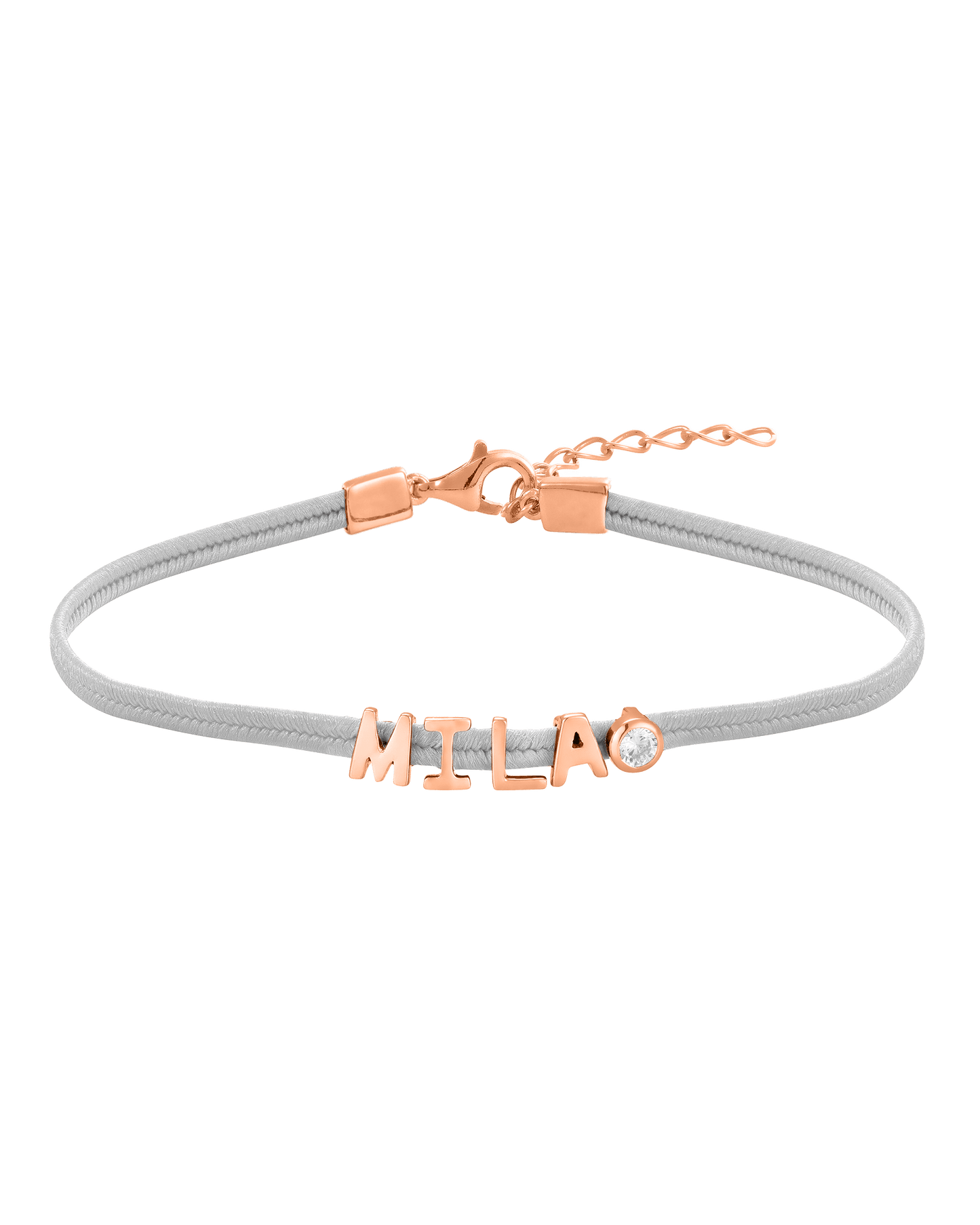 Initial Cord of Love - 18K Rose Vermeil Bracelets magal-dev With Diamond Cream 1