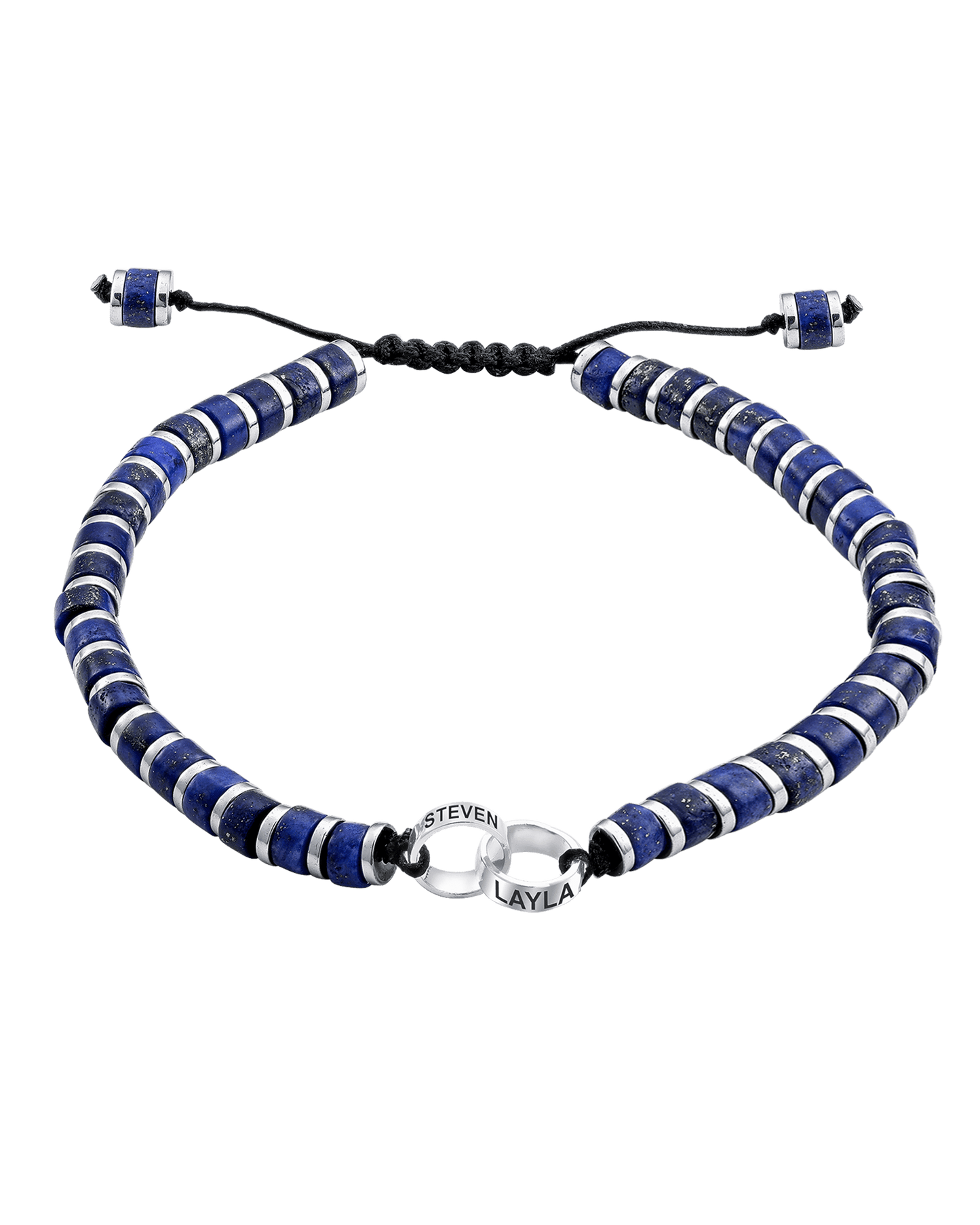 Men's Blue Lapis Disc Bead & Forever Links Bracelet - 14K White Gold Bracelets magal-dev 2 Links