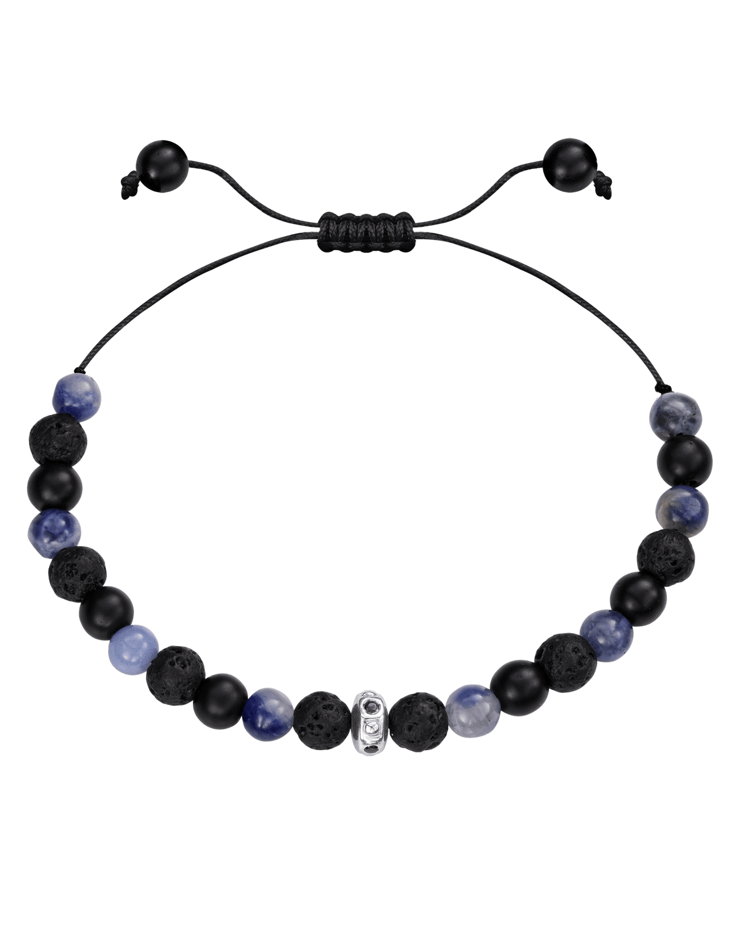 Men's Blue Sodalite & Matte Onyx Bead Bracelet - 14K Rose Gold Bracelets magal-dev