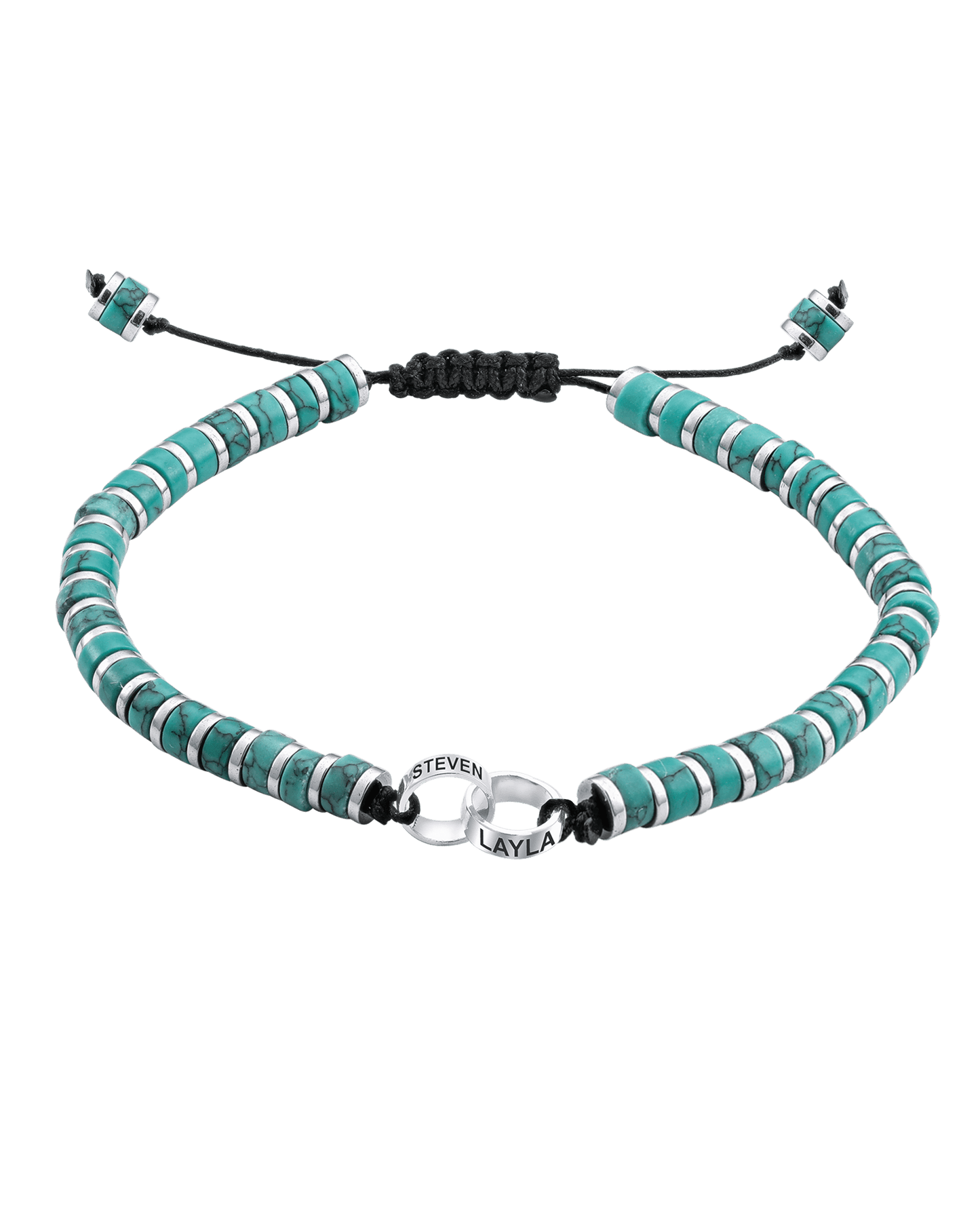 Men's Howlite Turquoise Disc Bead & Forever Links Bracelet - 14K White Gold Bracelets magal-dev 2 Links
