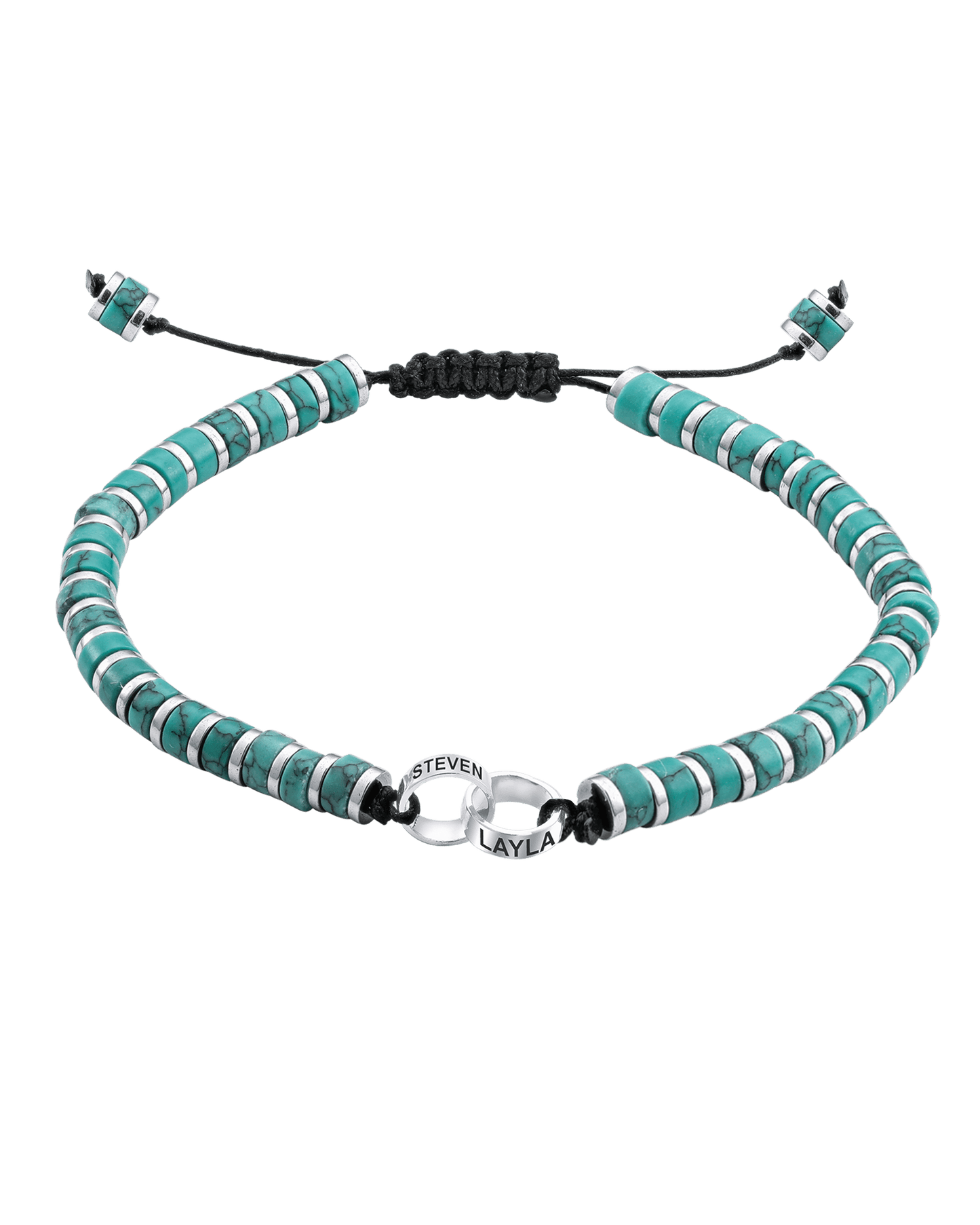 Men's Howlite Turquoise Disc Bead & Forever Links Bracelet - 925 Sterling Silver Bracelets magal-dev 2 Links