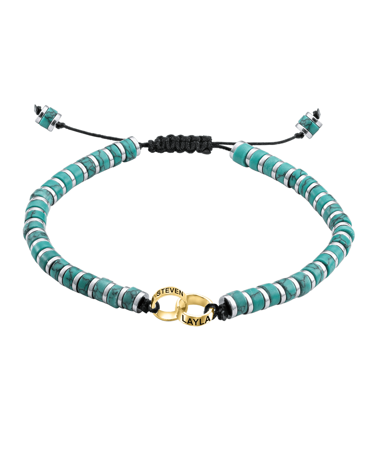 Men's Howlite Turquoise Disc Bead & Forever Links Bracelet - 14K Yellow Gold Bracelets magal-dev 2 Links