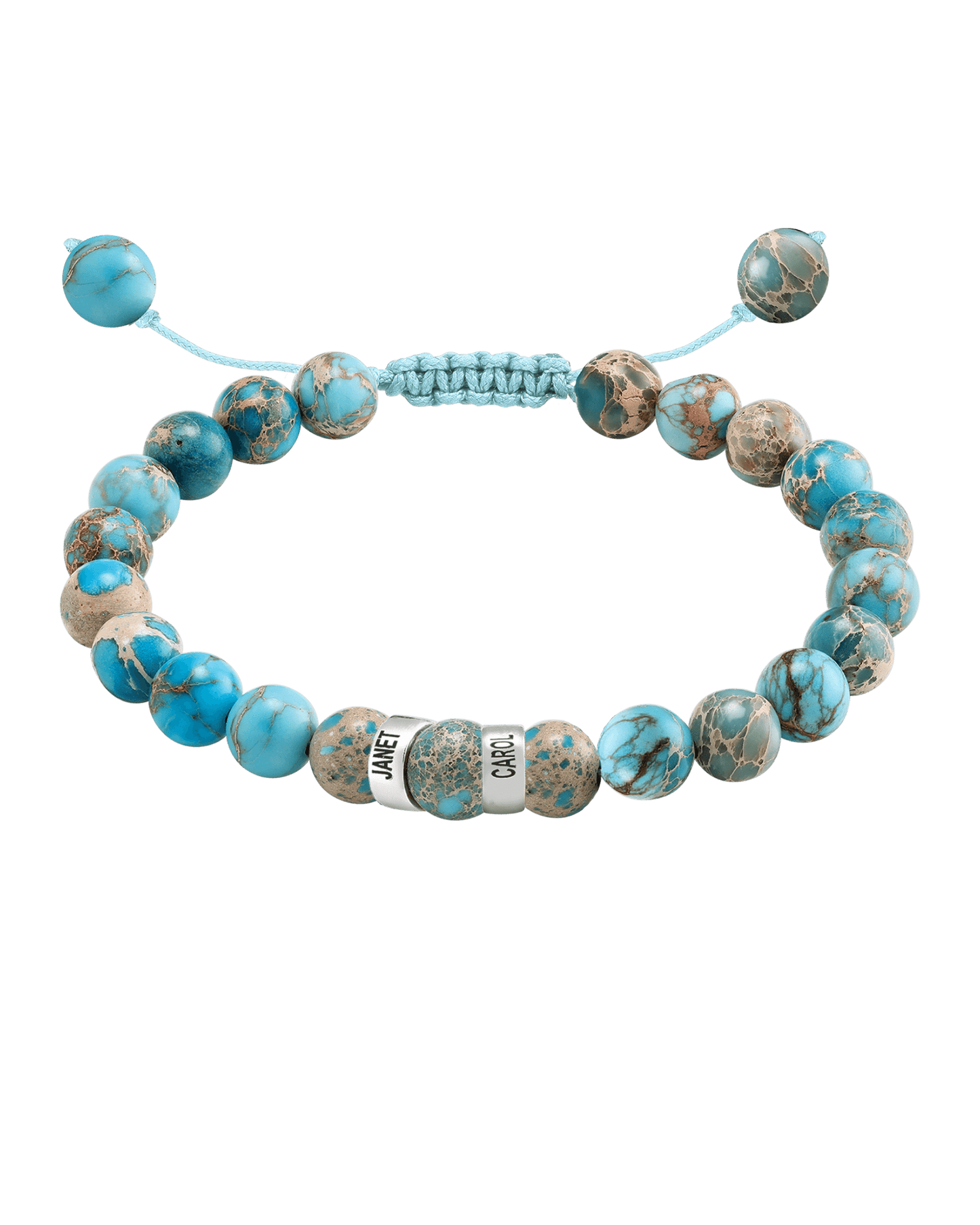 Men's Turquoise Imperial Jasper Engravable Bead Bracelet - 925 Sterling Silver Bracelets magal-dev 2 Links