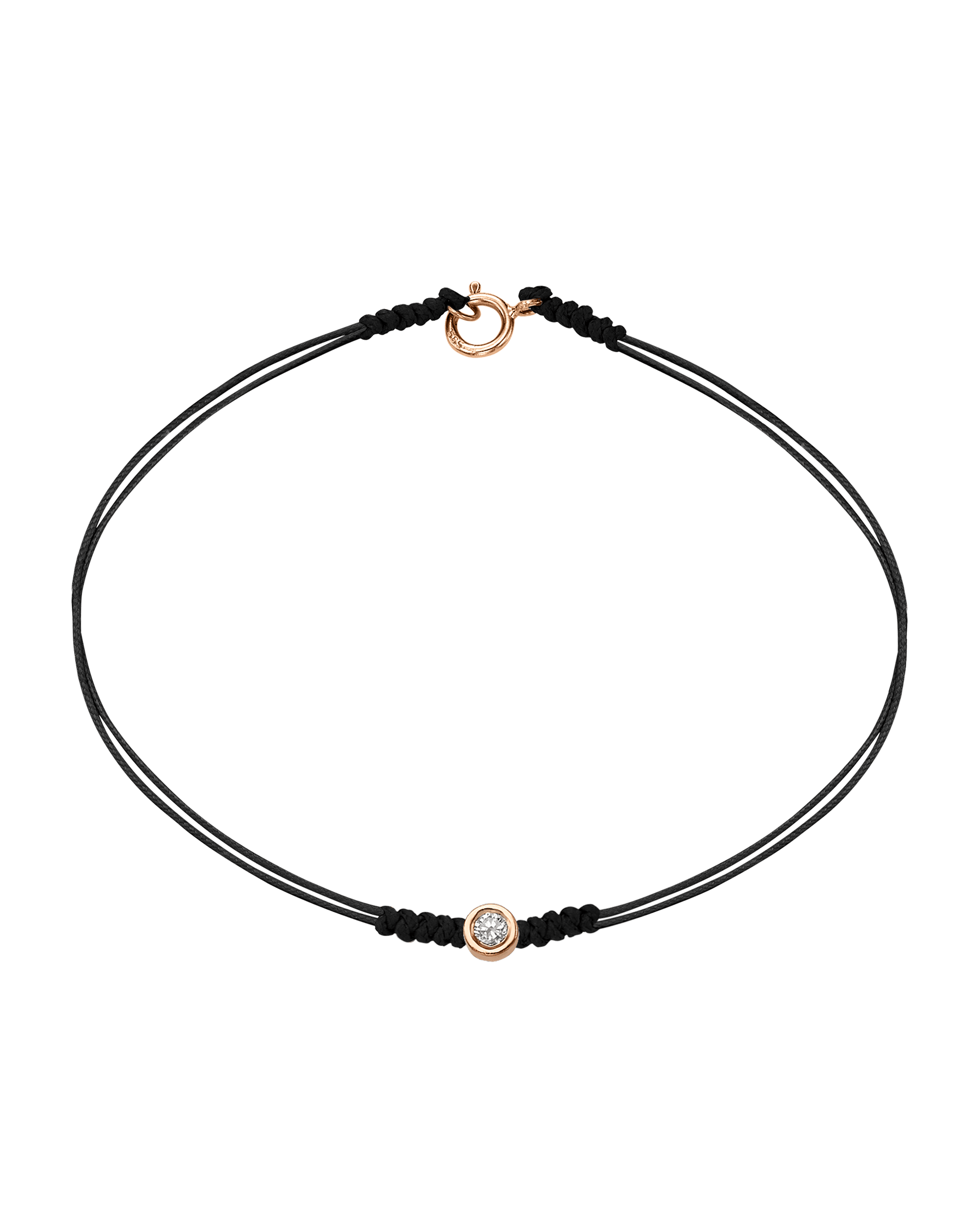 The Classic String of Love with clasp - 14K Rose Gold Bracelets 14K Solid Gold Black Medium: 0.04ct Small - 6 Inches (15.5cm)