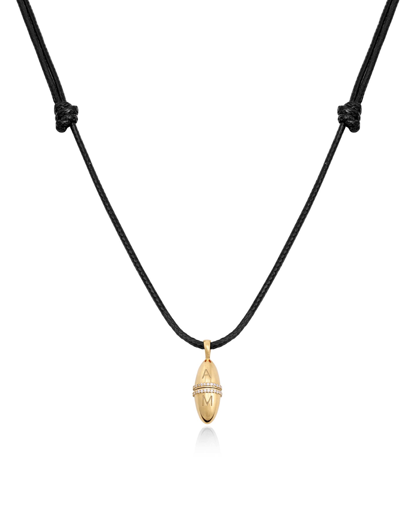 Fabergé Cord Necklace - 18K Gold Vermeil Necklaces magal-dev Black Adjustable Leather Cord 20"-24"