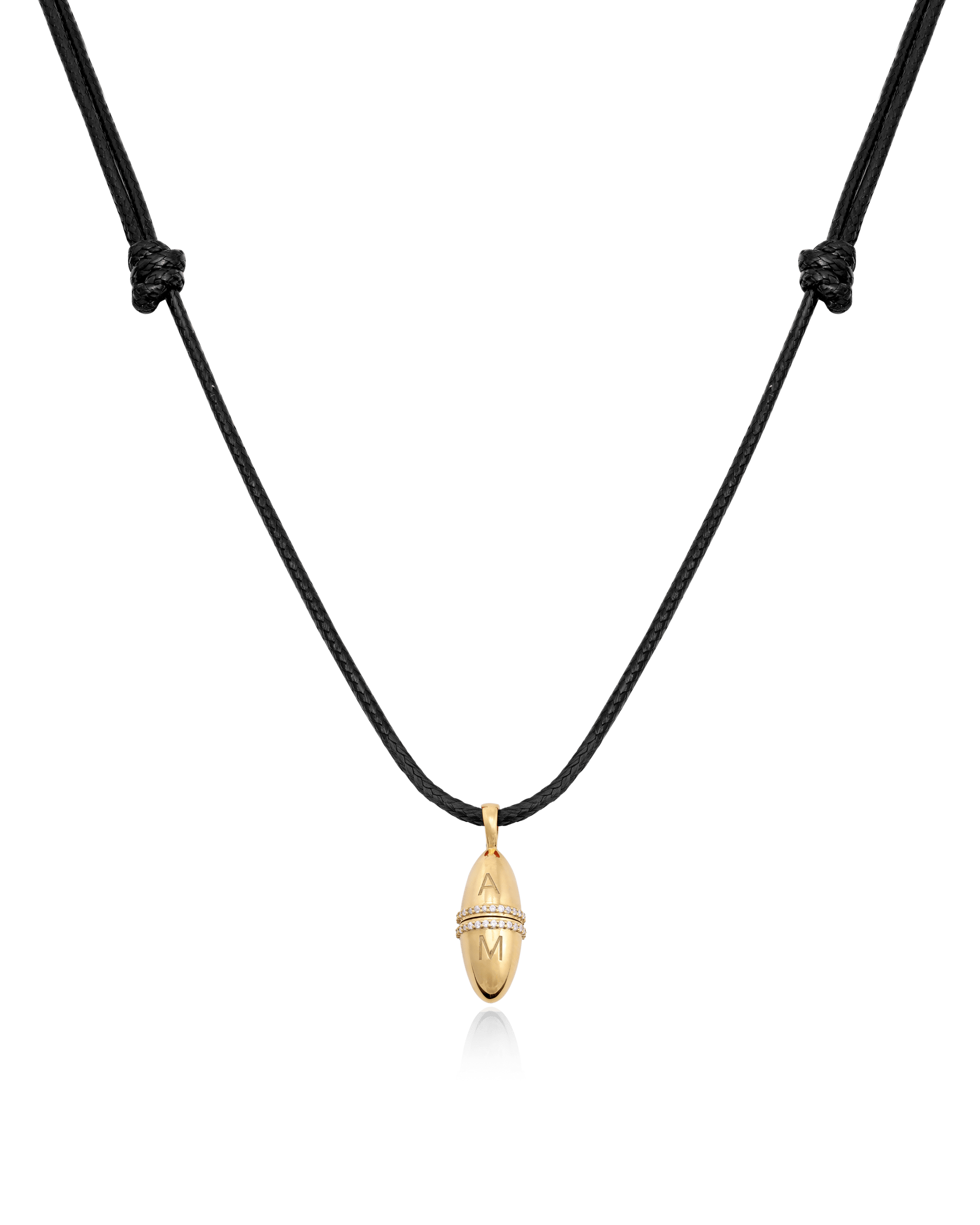 Fabergé Cord Necklace - 18K Gold Vermeil Necklaces magal-dev Black Adjustable Leather Cord 20"-24"