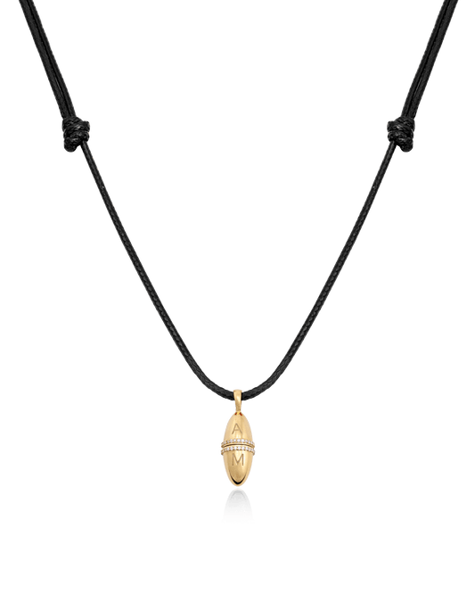 Fabergé Cord Necklace - 18K Gold Vermeil Necklaces magal-dev Black Adjustable Leather Cord 20"-24"