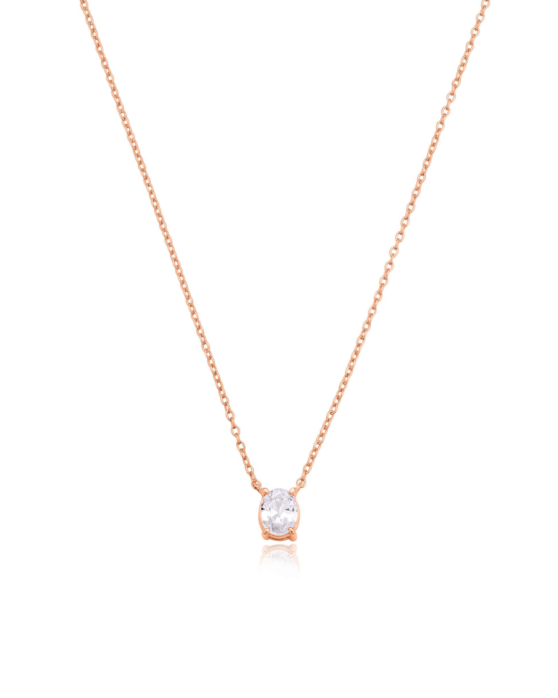 Oval Solitaire Diamond Necklace - 14K Yellow Gold Necklaces magal-dev