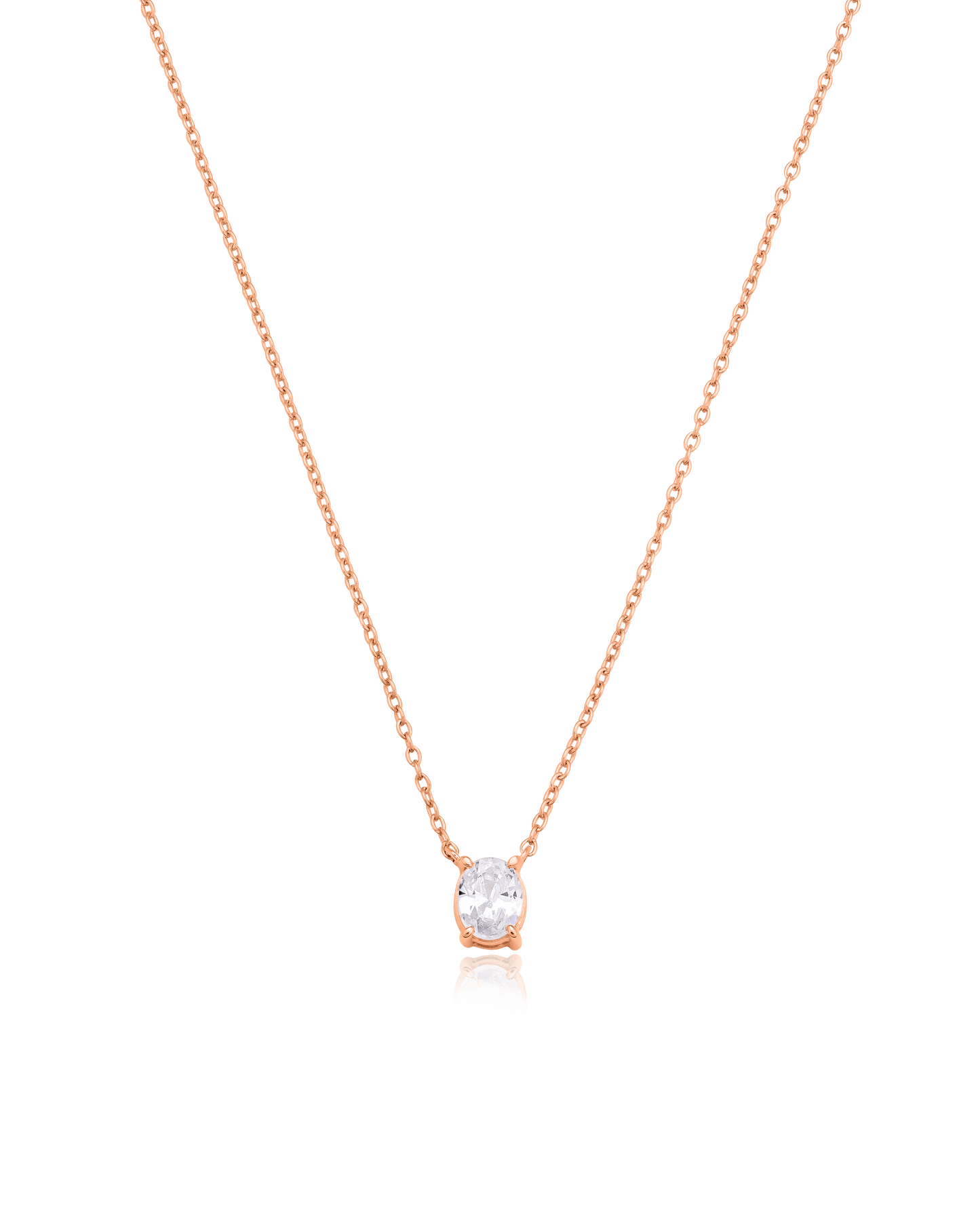 Oval Solitaire Diamond Necklace - 18K Gold Vermeil Necklaces magal-dev
