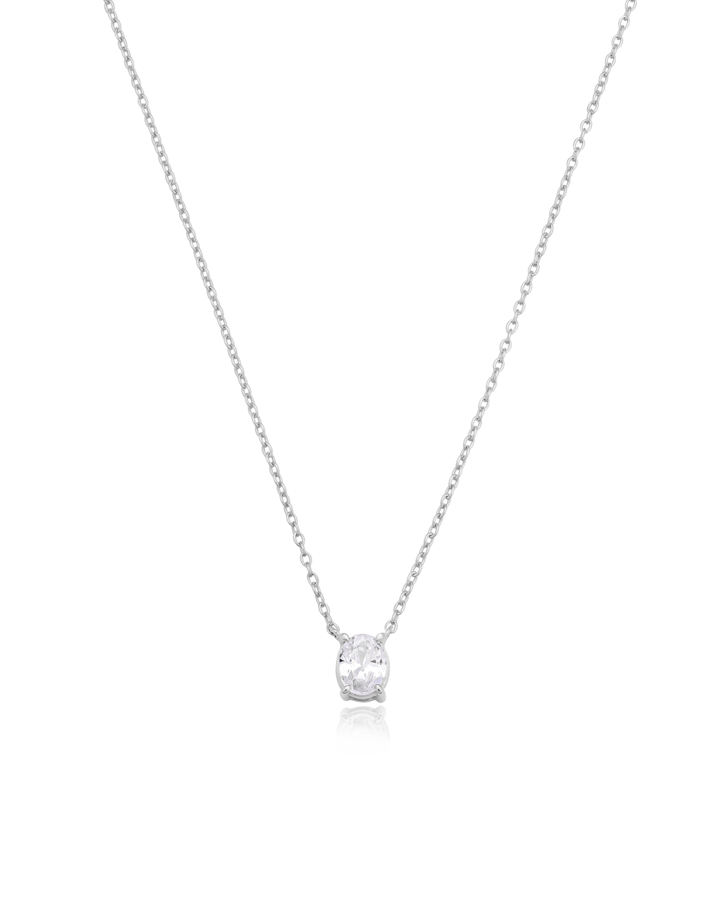 Oval Solitaire Diamond Necklace - 18K Gold Vermeil Necklaces magal-dev