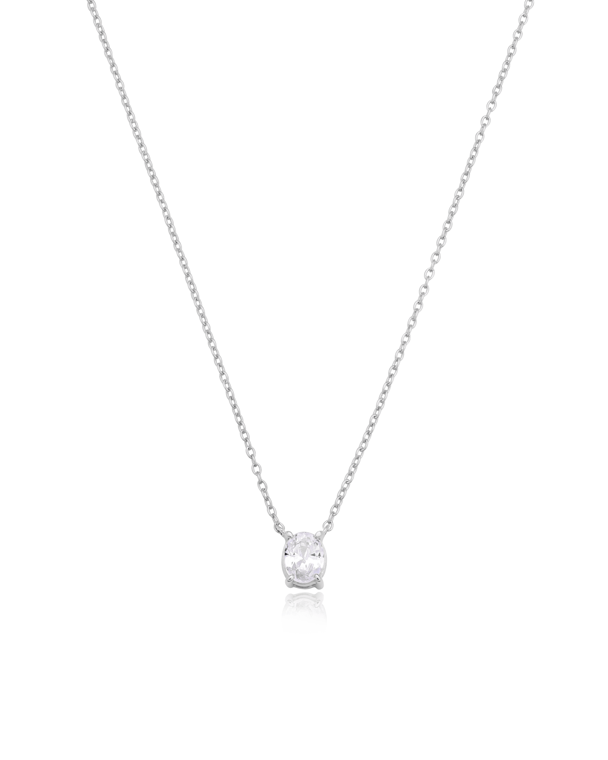 Oval Solitaire Diamond Necklace - 18K Gold Vermeil Necklaces magal-dev