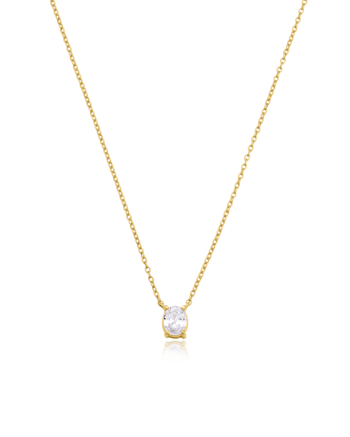 Oval Solitaire Diamond Necklace - 18K Gold Vermeil Necklaces magal-dev 0.10 CT 16”