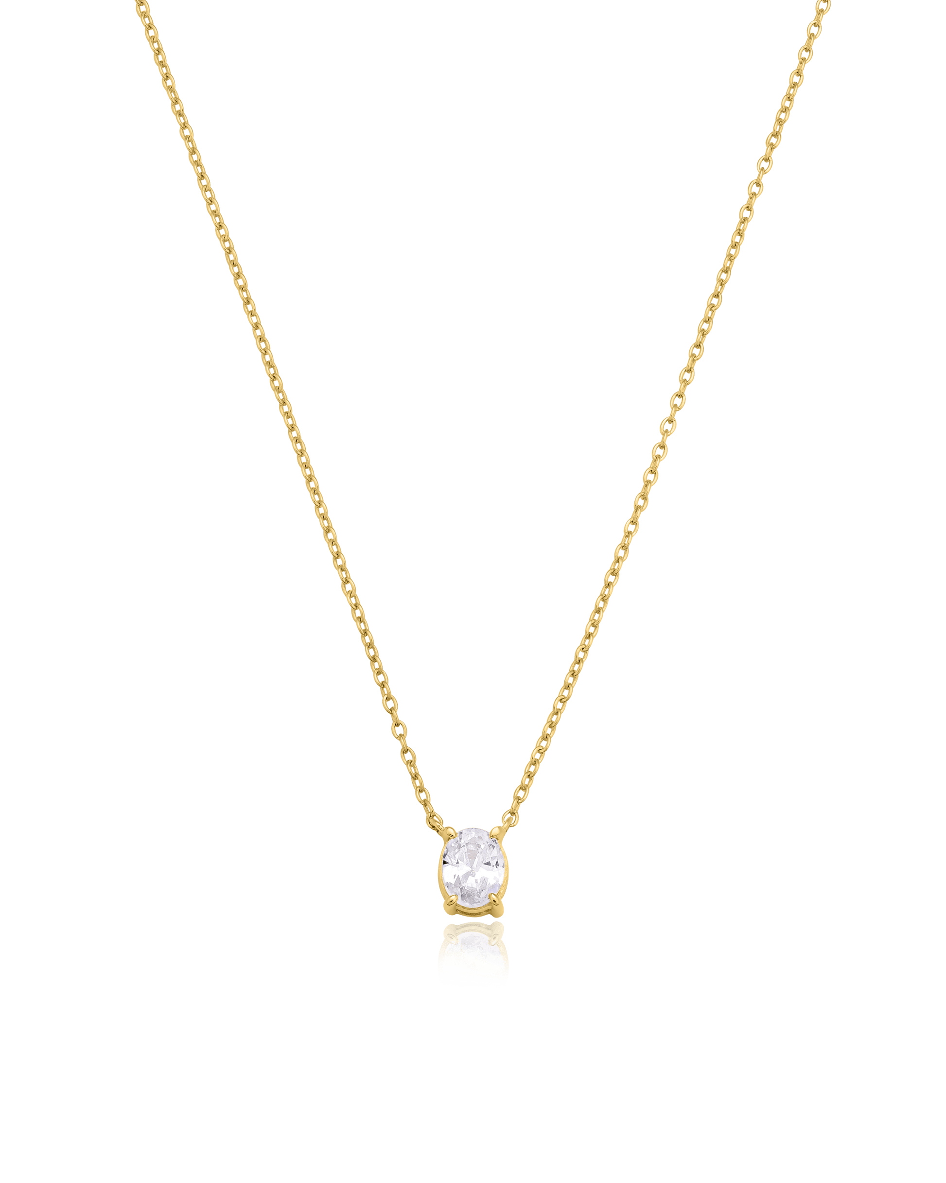 Oval Solitaire Diamond Necklace - 18K Gold Vermeil Necklaces magal-dev 0.10 CT 16”