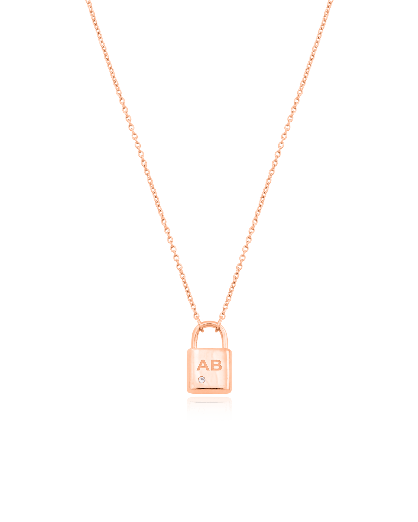 Pont Lock Necklace w/ Diamond - 925 Sterling Silver Necklaces magal-dev
