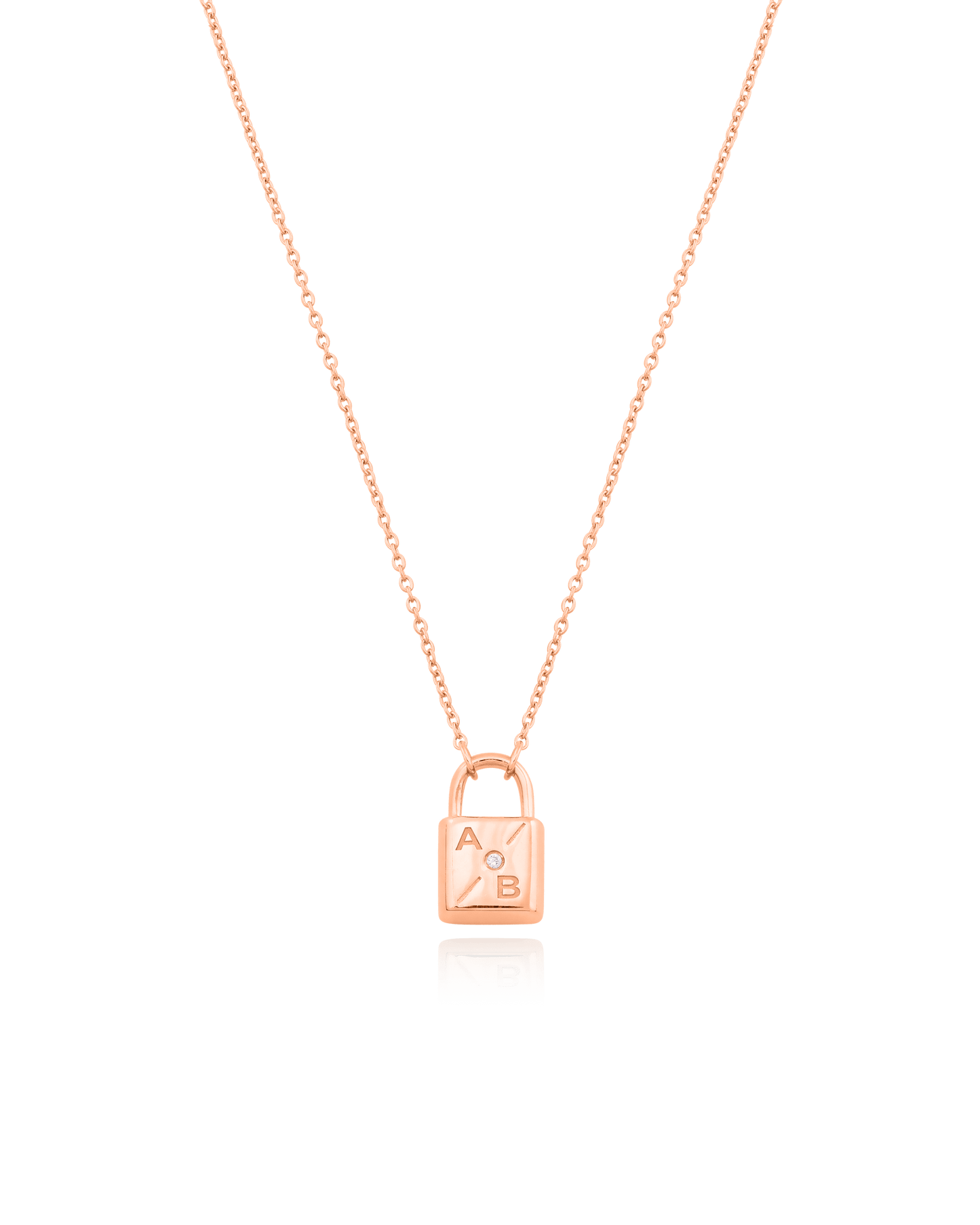 Pont Lock Necklace w/ Diamond - 925 Sterling Silver Necklaces magal-dev