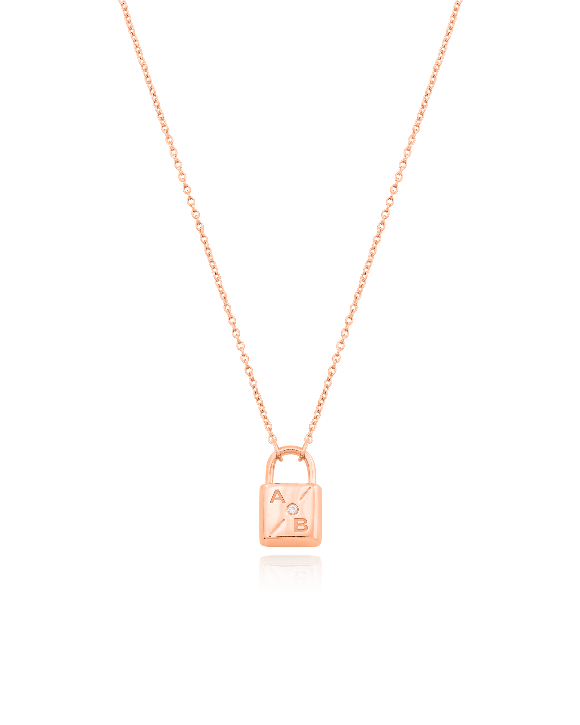 Pont Lock Necklace w/ Diamond - 18K Gold Vermeil Necklaces magal-dev