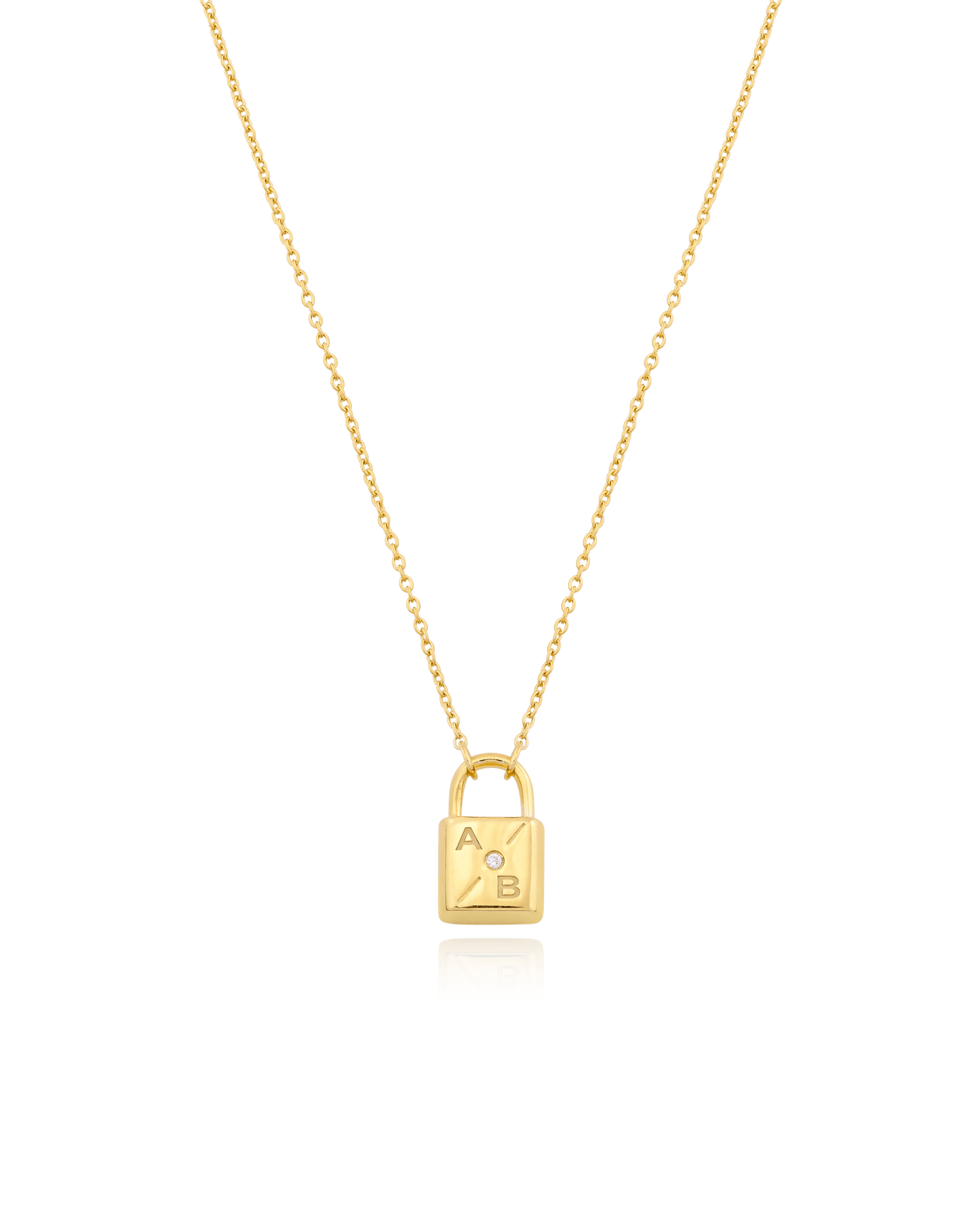 Pont Lock Necklace w/ Diamond - 925 Sterling Silver Necklaces magal-dev