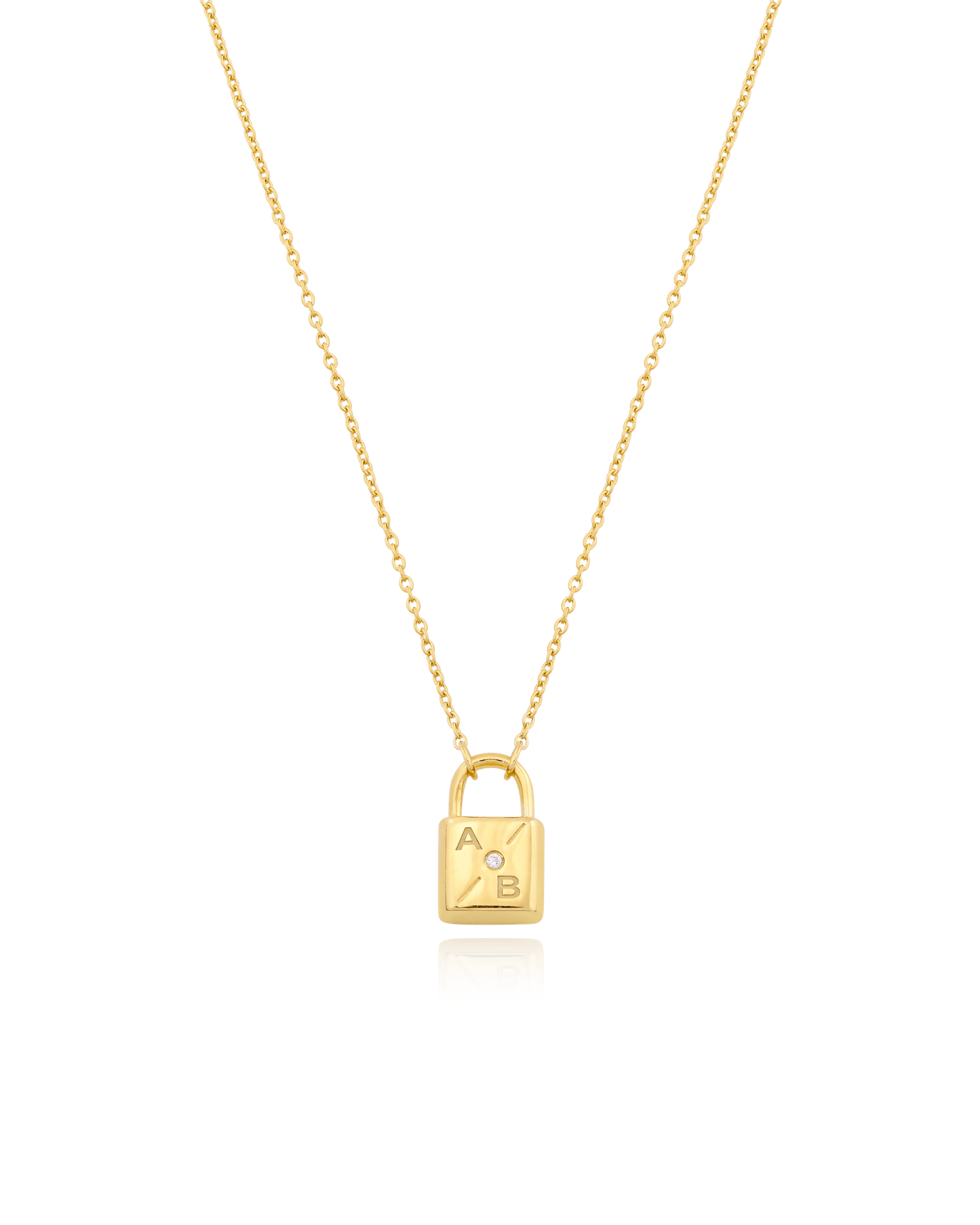 Pont Lock Necklace w/ Diamond - 925 Sterling Silver Necklaces magal-dev