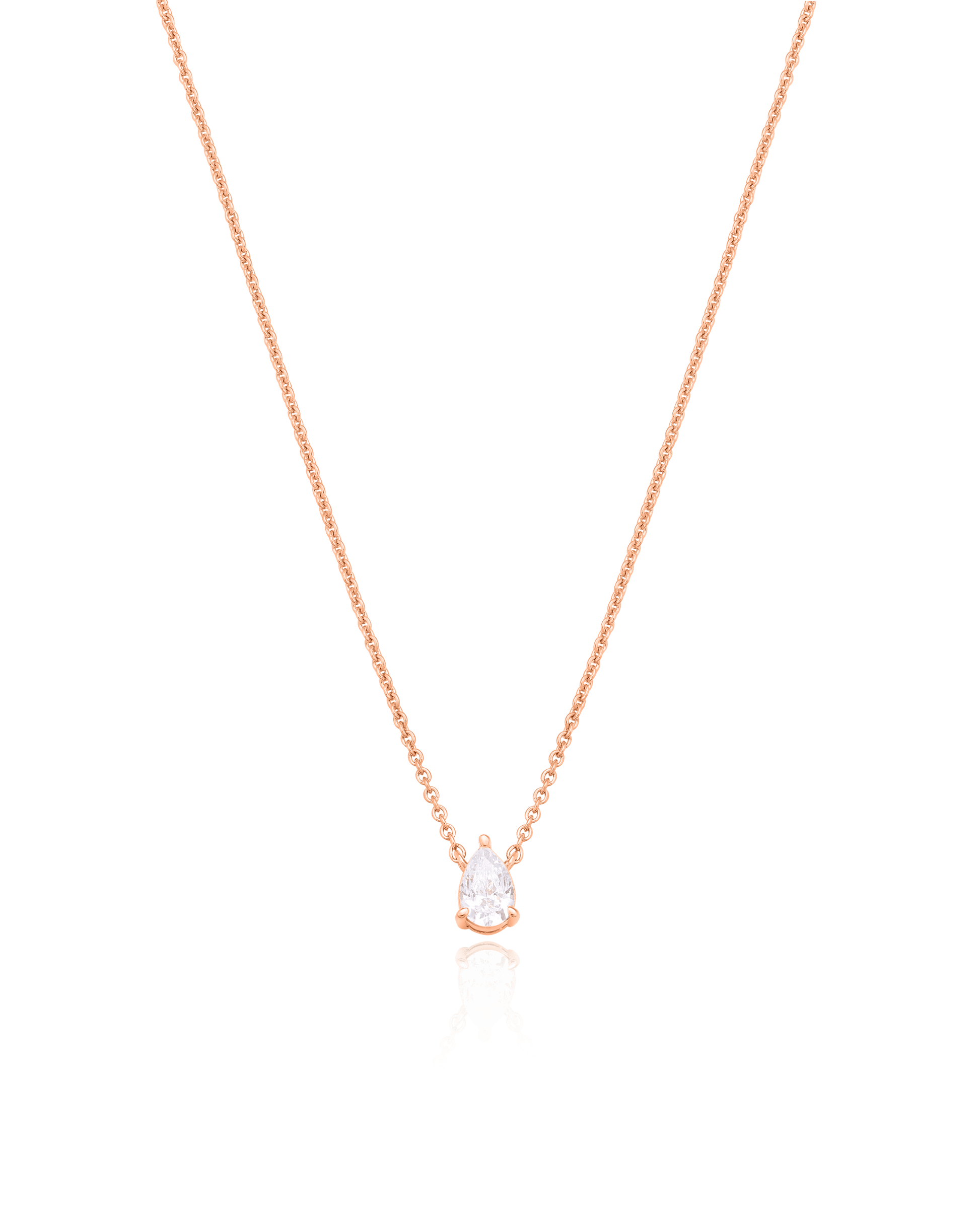 Pear Solitaire Diamond Necklace - 14K Yellow Gold Necklaces magal-dev