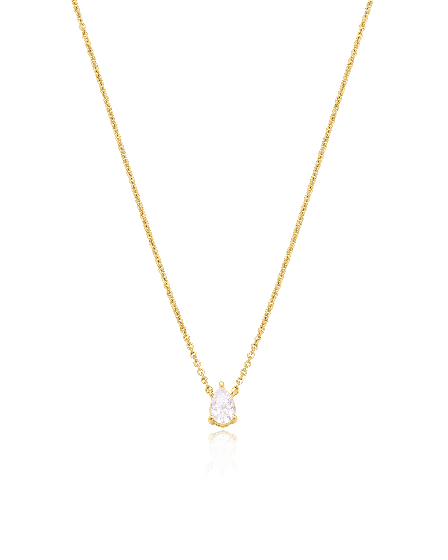 Pear Solitaire Diamond Necklace - 18K Gold Vermeil Necklaces magal-dev 0.10 CT 16”
