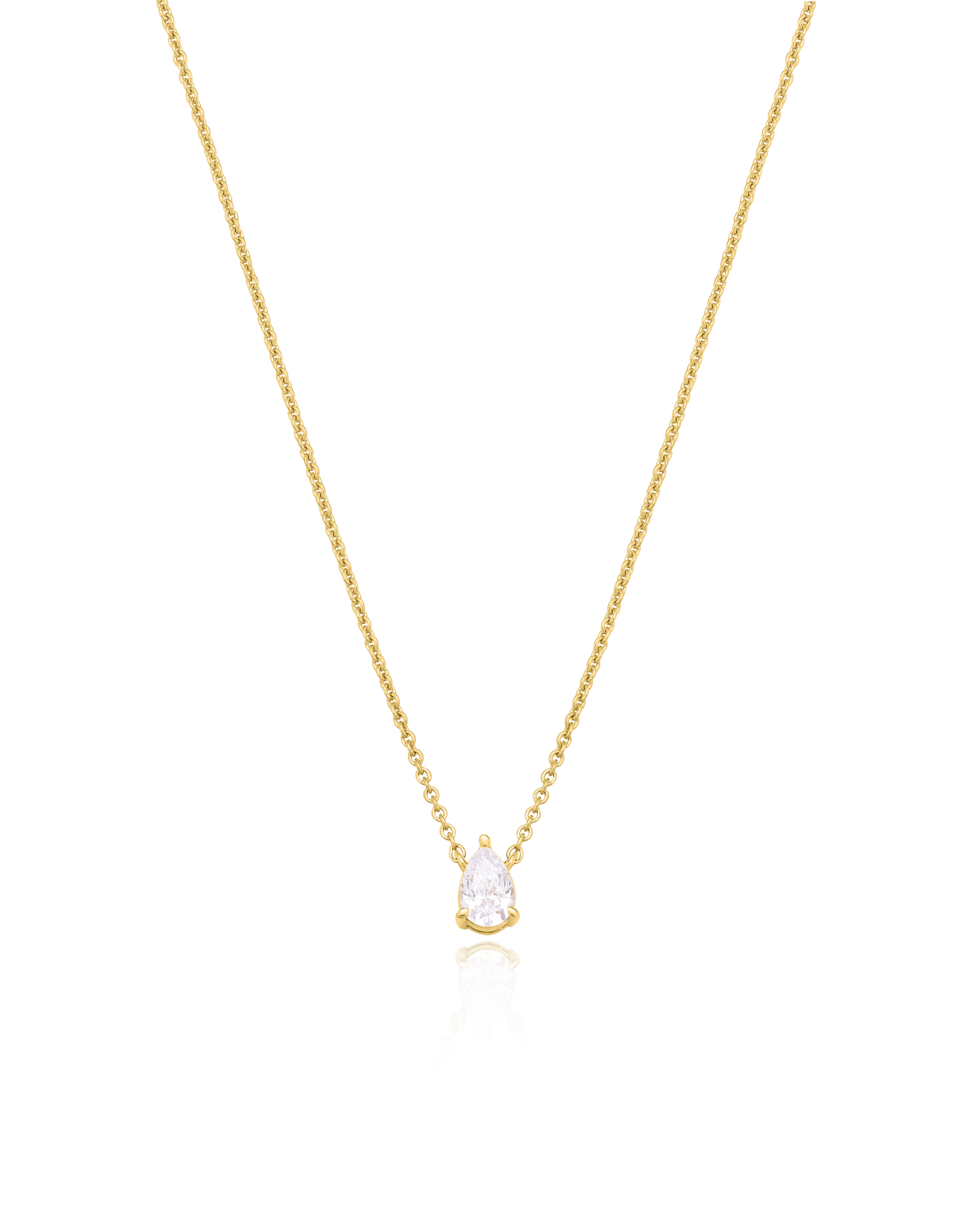 Pear Solitaire Diamond Necklace - 18K Gold Vermeil Necklaces magal-dev 0.10 CT 16”