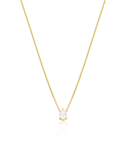 Pear Solitaire Diamond Necklace - 18K Gold Vermeil Necklaces magal-dev 0.10 CT 16”
