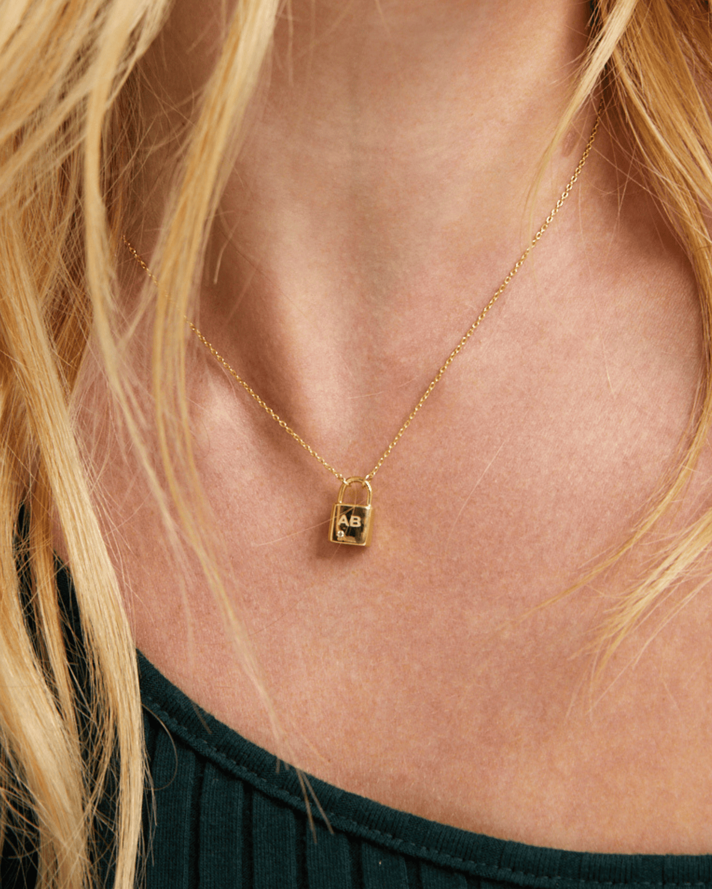 Pont Lock Necklace w/ Diamond - 18K Gold Vermeil Necklaces magal-dev